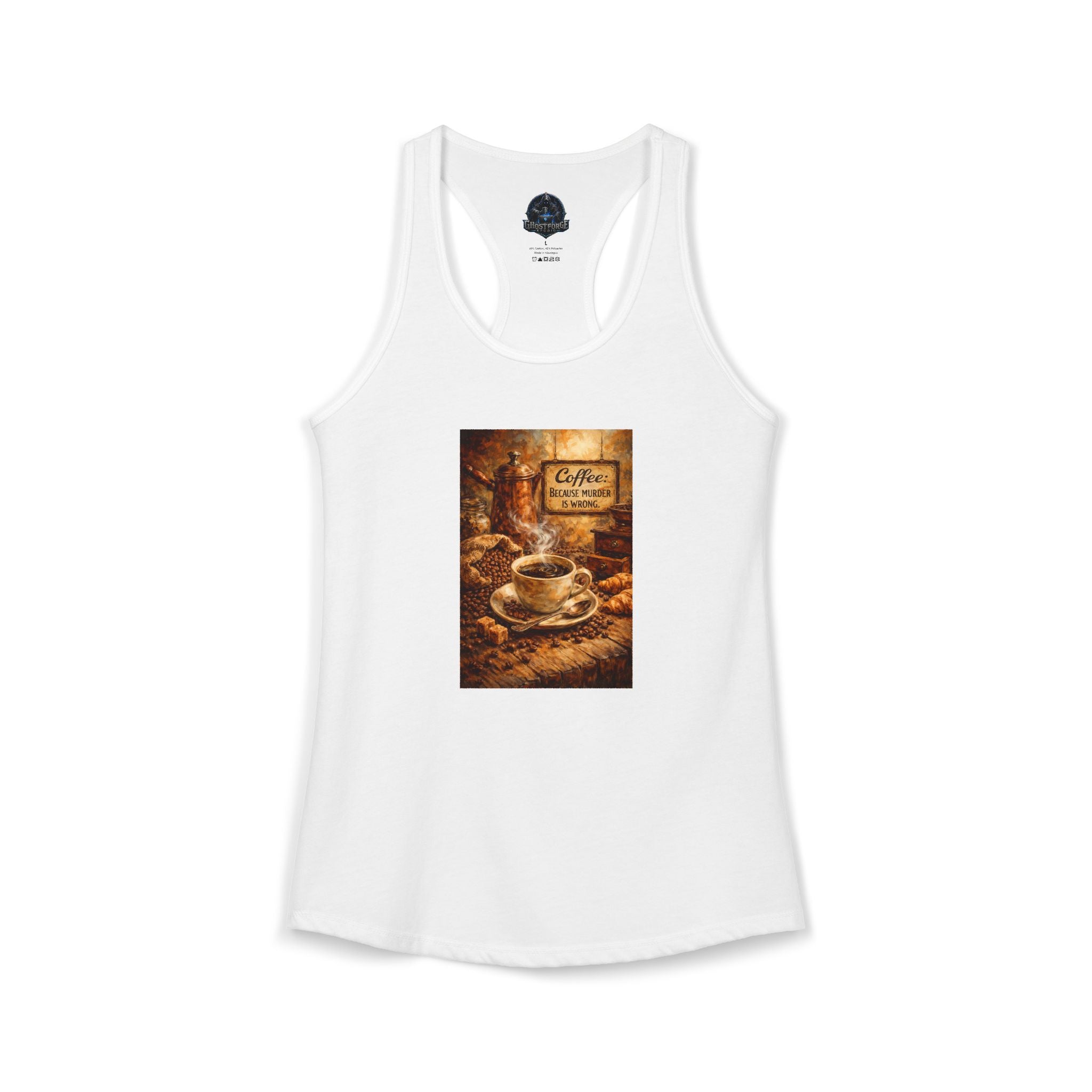 Women's Ideal Racerback Tank - "Coffee B/c Murder is wrong"
