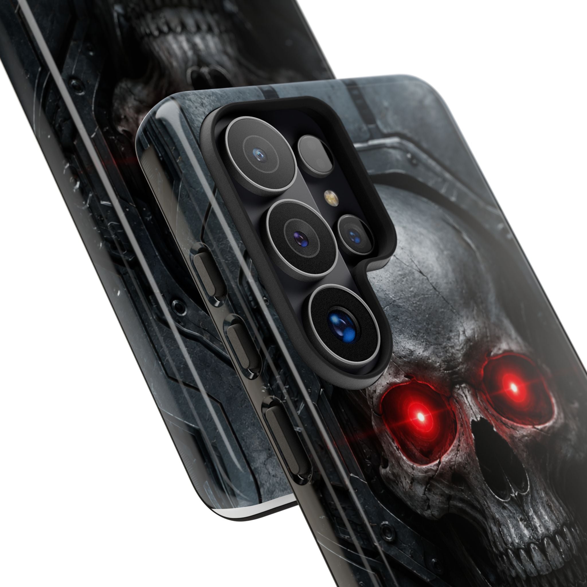 Skull Sentinel Phone Case — Red-Eyed Tactical Skull Protective Case