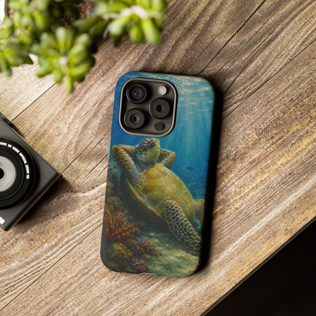 Sea Turtle Relaxation Phone Case — Ocean Underwater Art Protective Tough Case