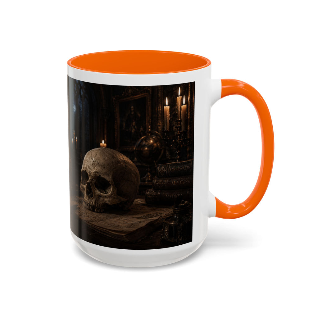 Gothic Skull Coffee Mug — Candlelit Occult Library Accent Mug (11/15oz)
