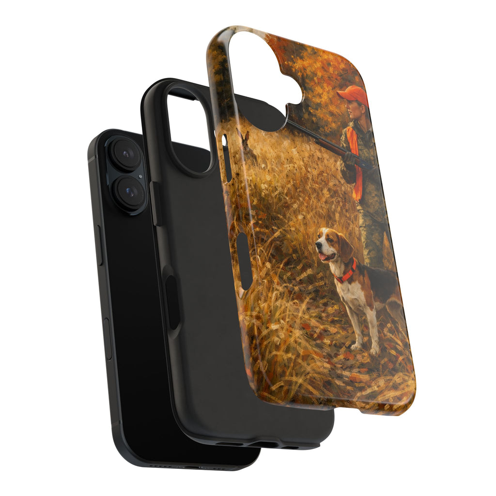 Hunting Scene Tough Phone Case — Hunter & Beagle Autumn Field Protective Cover