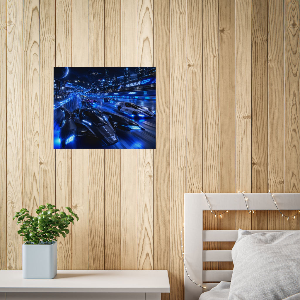 Futuristic Racing Poster — Nebula GP High-Speed Sci‑Fi Print