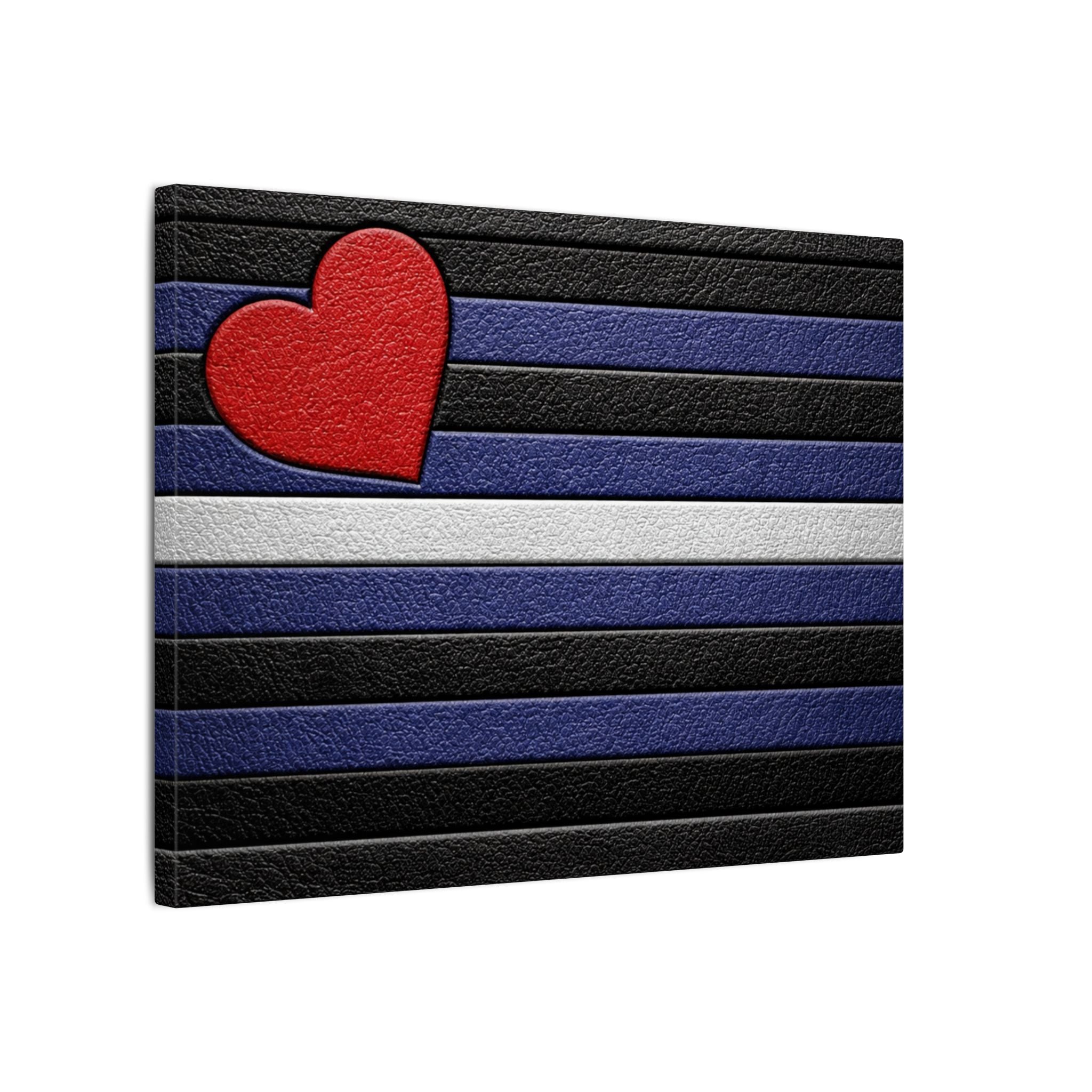 Leather Heart Canvas Wall Art - Matte Stretched Leather Pride Tribute