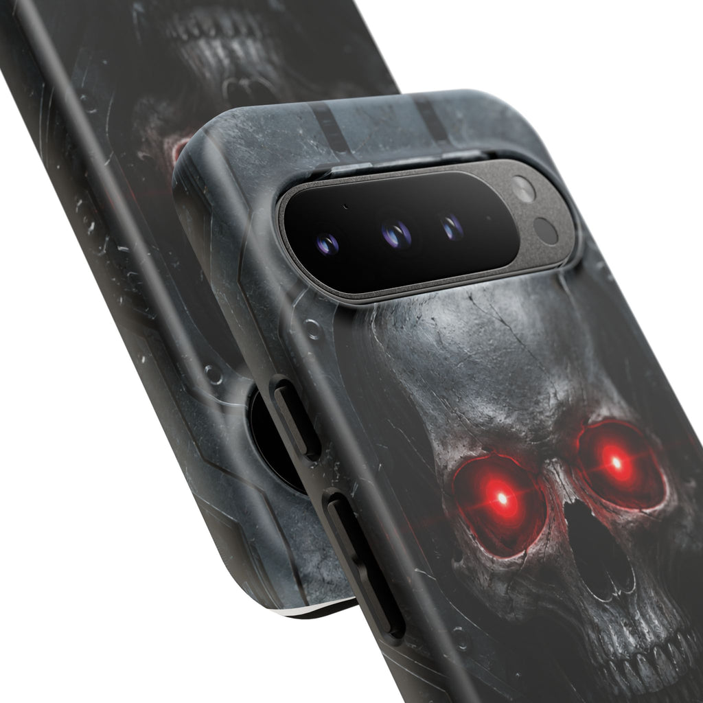 Skull Sentinel Phone Case — Red-Eyed Tactical Skull Protective Case