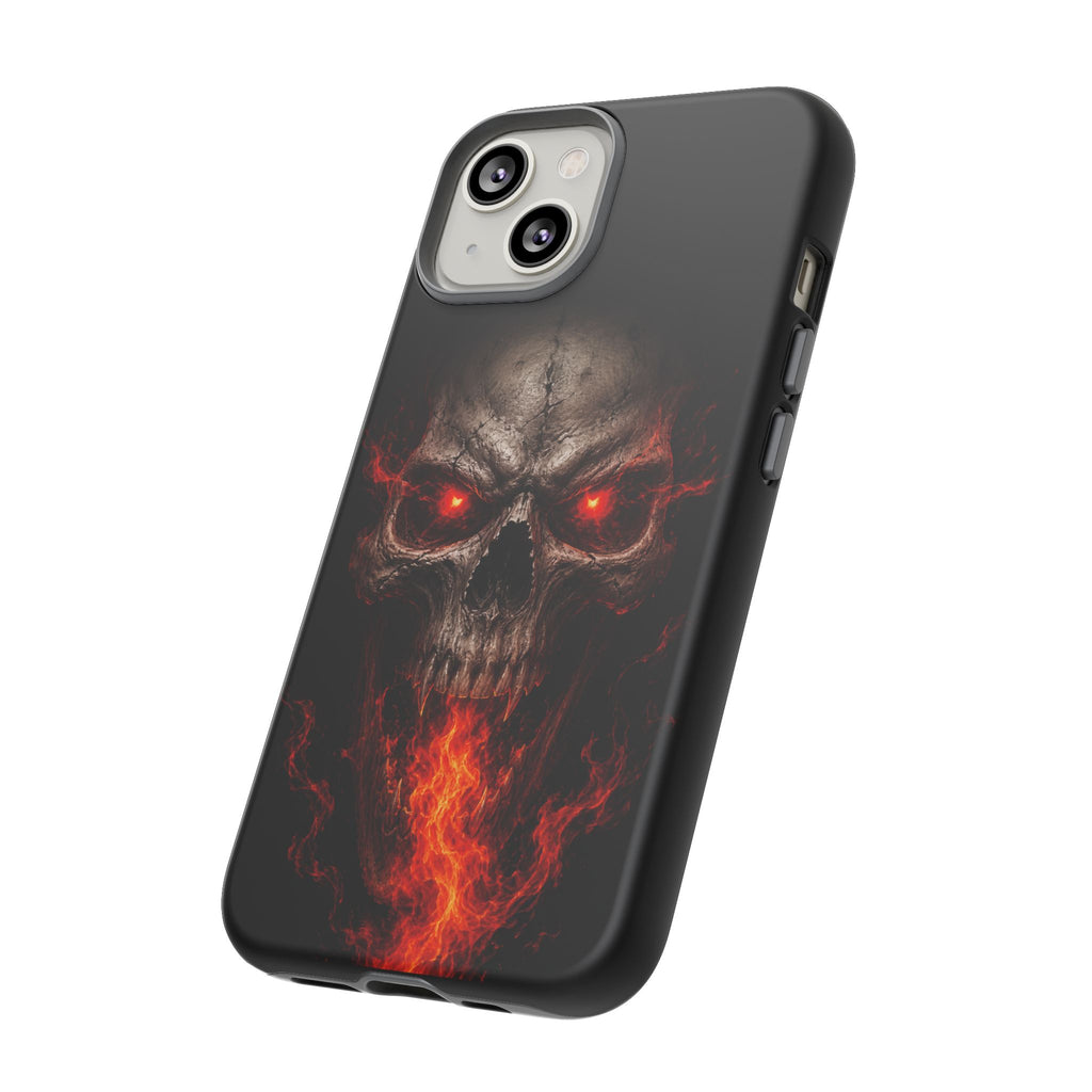 Flaming Skull Tough Case — Heavy-Duty Phone Case with Red-Eye Skull Design
