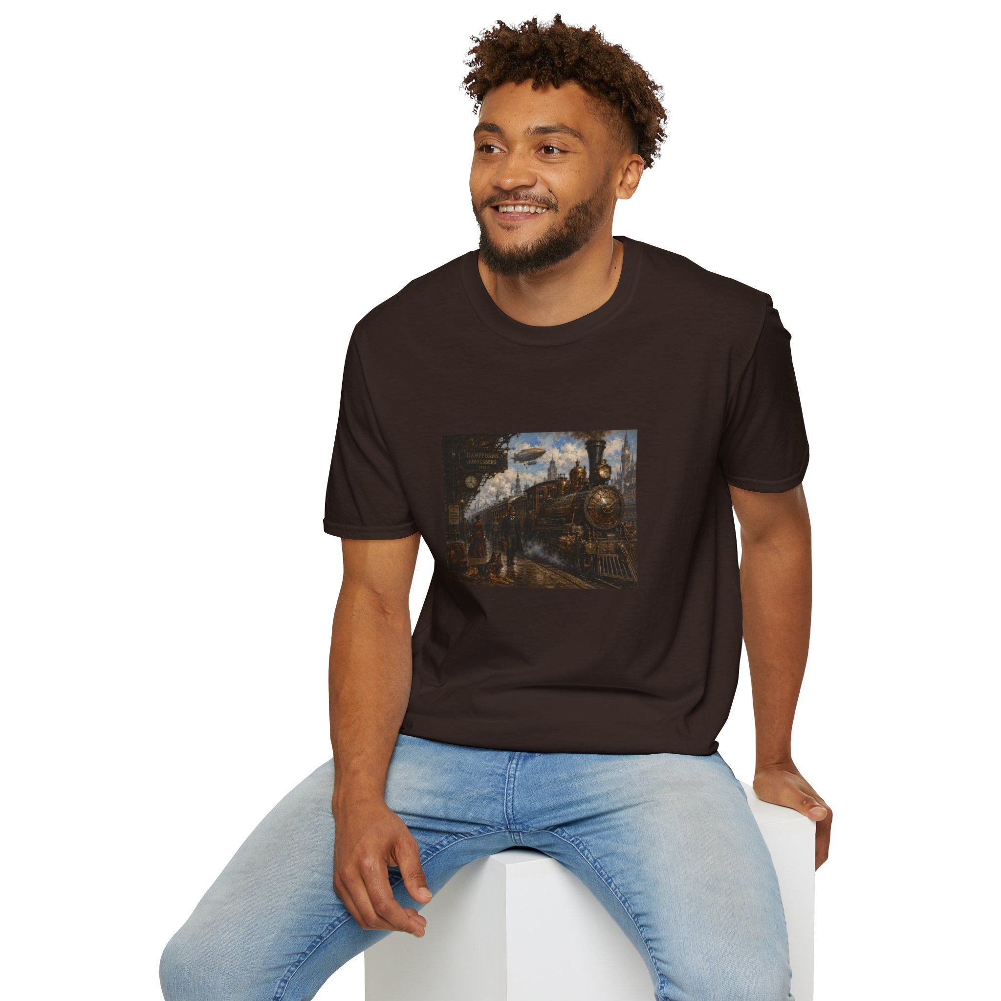 Steampunk Steamtrain T‑Shirt — Vintage Airship & Locomotive Art Tee