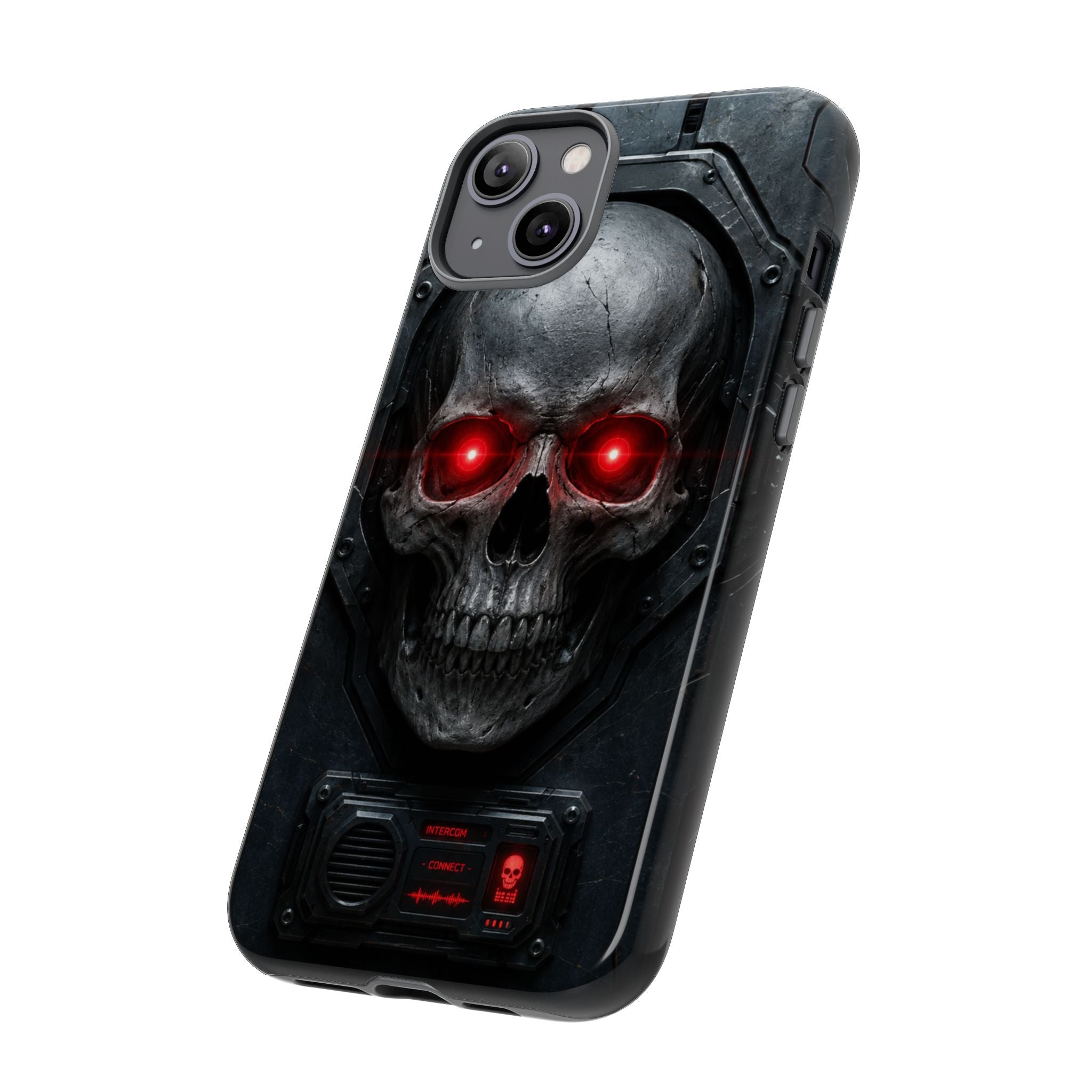 Skull Sentinel Phone Case — Red-Eyed Tactical Skull Protective Case