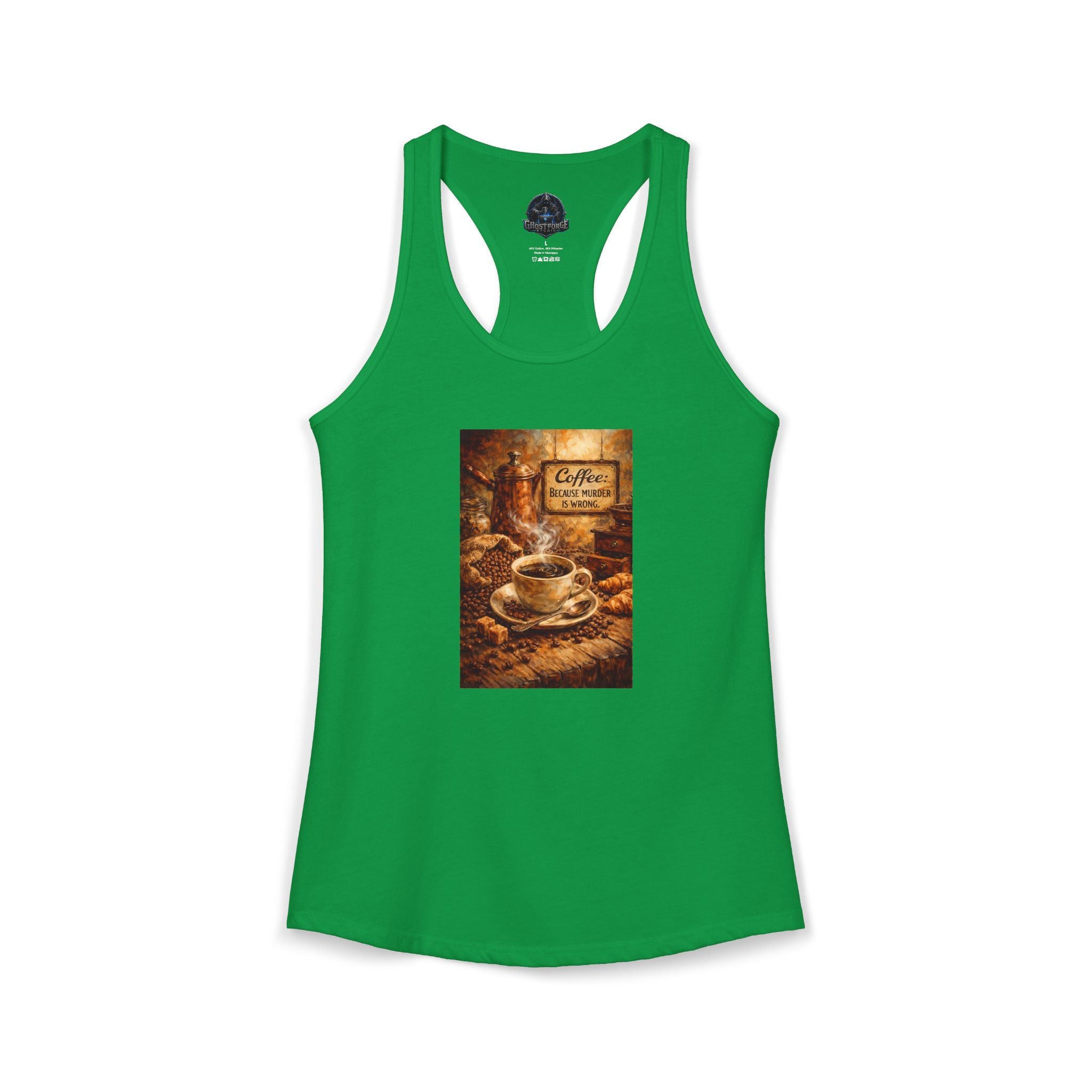 Women's Ideal Racerback Tank - "Coffee B/c Murder is wrong"