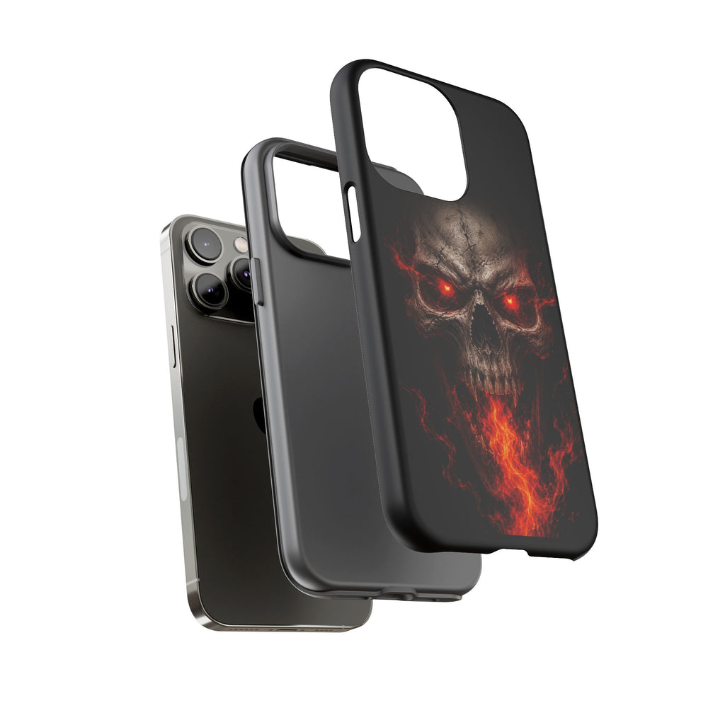 Flaming Skull Tough Case — Heavy-Duty Phone Case with Red-Eye Skull Design