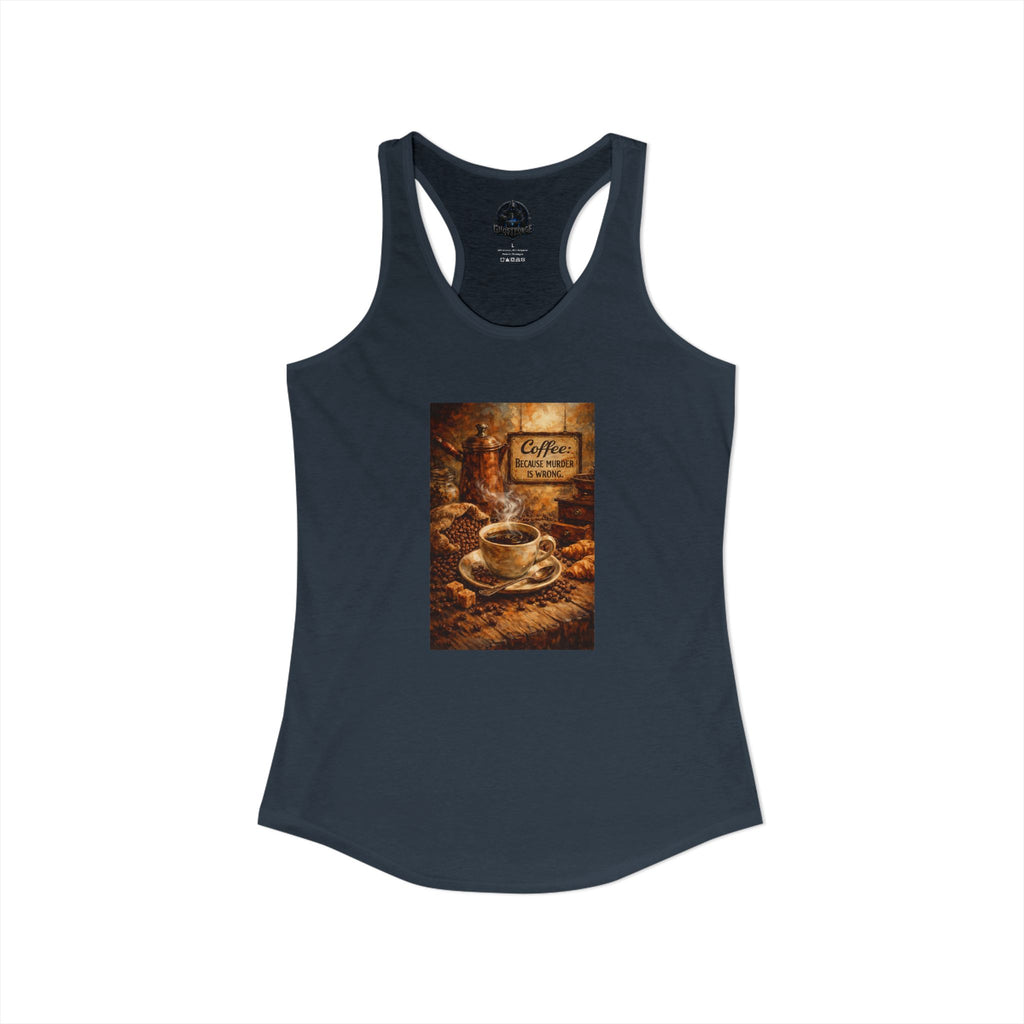 Women's Ideal Racerback Tank - "Coffee B/c Murder is wrong"