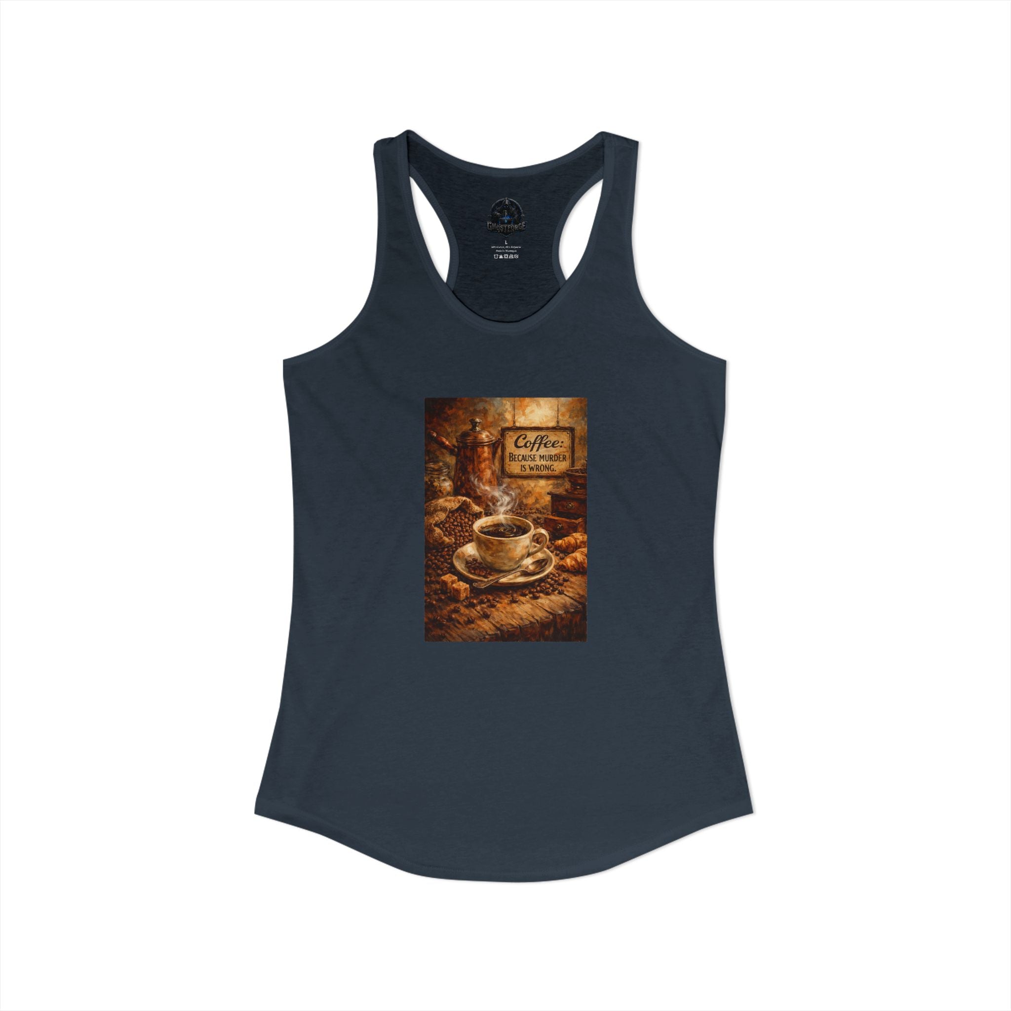 Women's Ideal Racerback Tank - "Coffee B/c Murder is wrong"