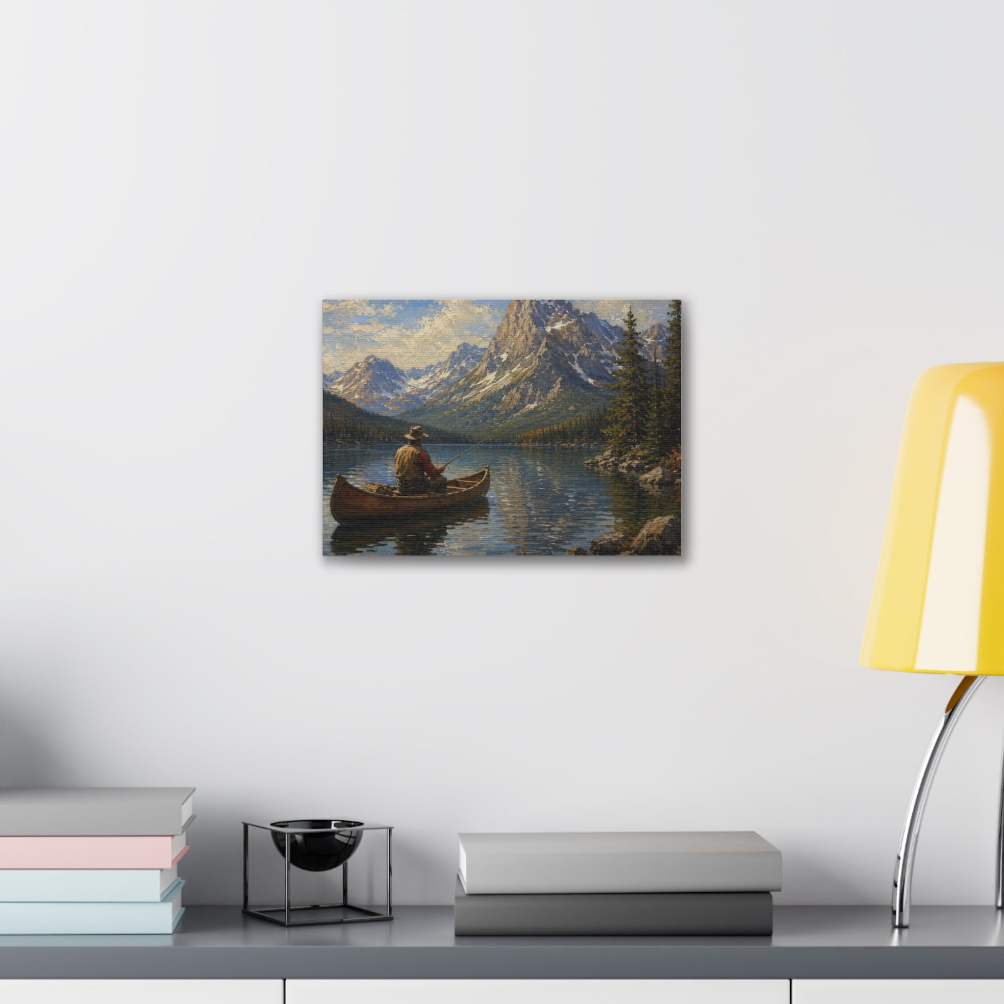 Mountain Lake Canoe Canvas Print