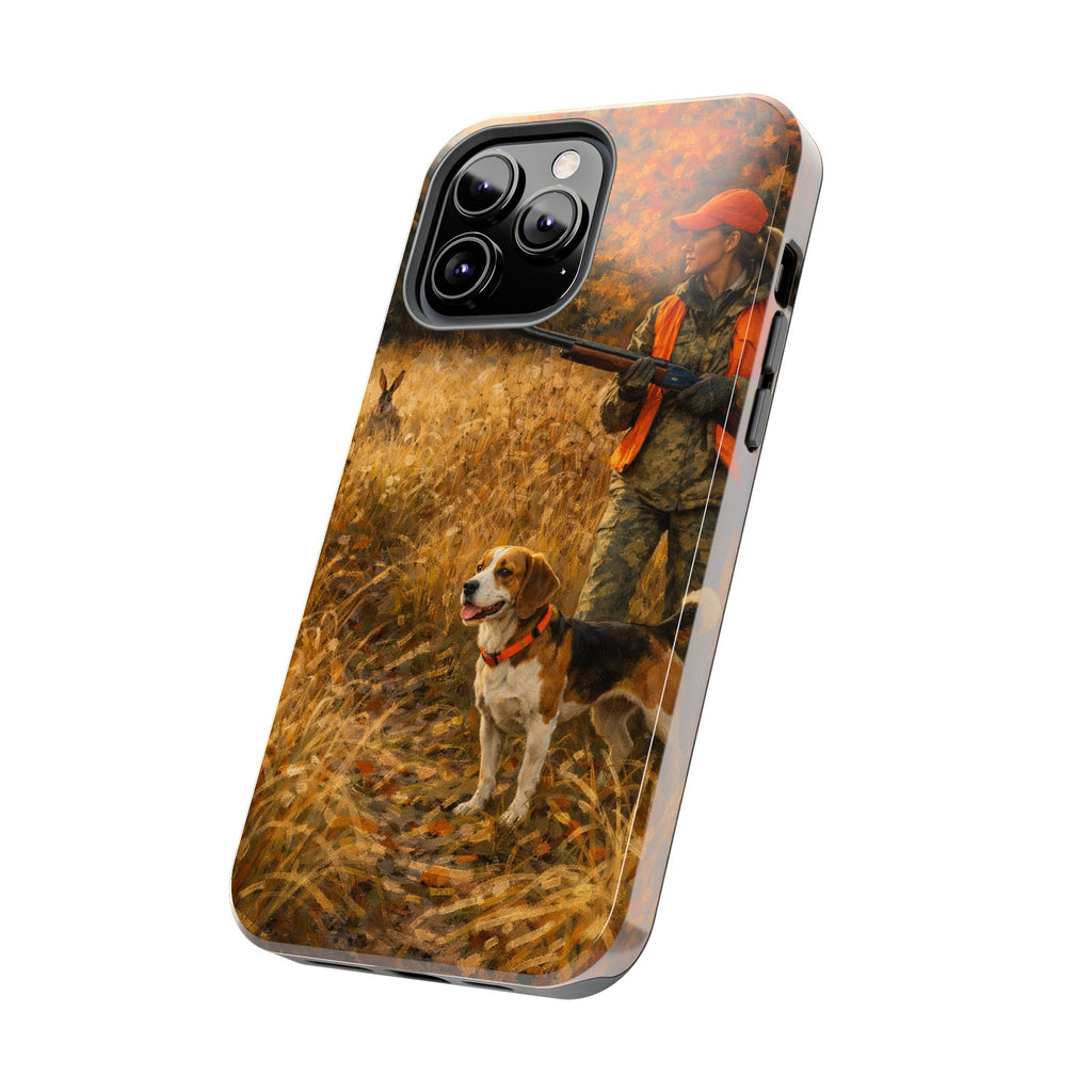 Hunting Scene Tough Phone Case — Hunter & Beagle Autumn Field Protective Cover