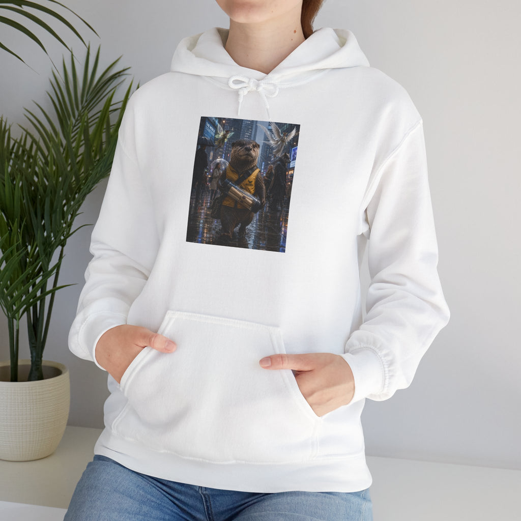 Messenger Otter Hoodie — Urban Wildlife Graphic Sweatshirt