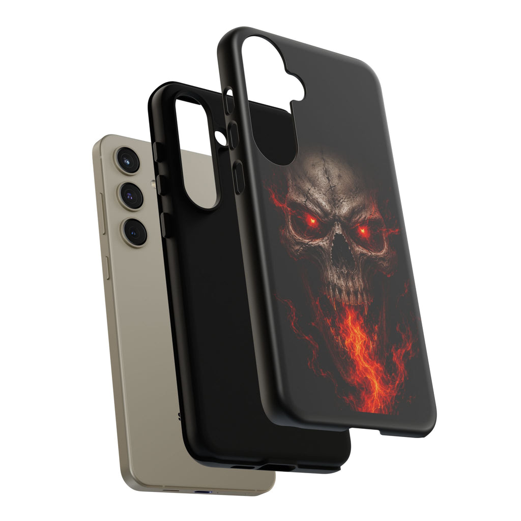 Flaming Skull Tough Case — Heavy-Duty Phone Case with Red-Eye Skull Design