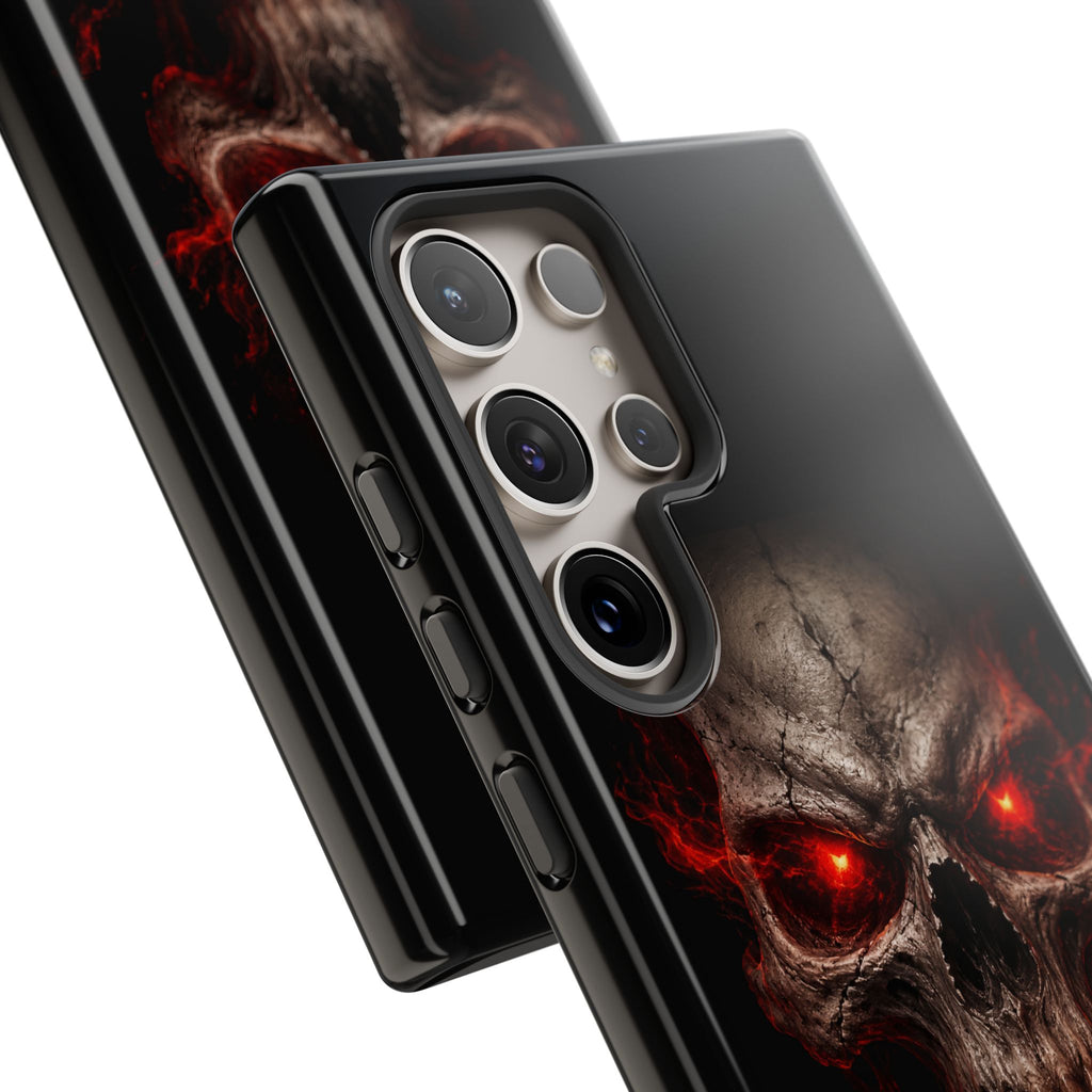 Flaming Skull Tough Case — Heavy-Duty Phone Case with Red-Eye Skull Design