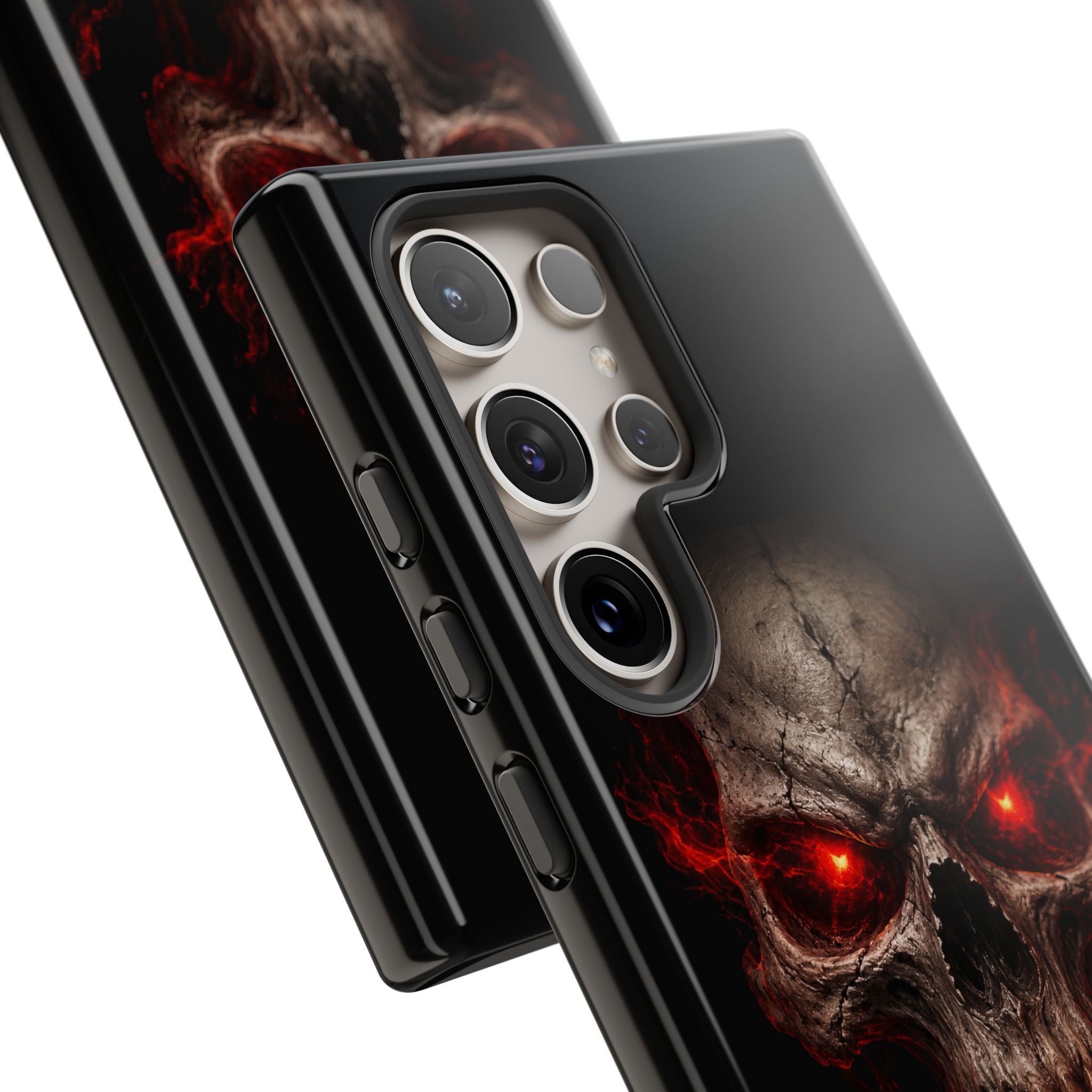Flaming Skull Tough Case — Heavy-Duty Phone Case with Red-Eye Skull Design
