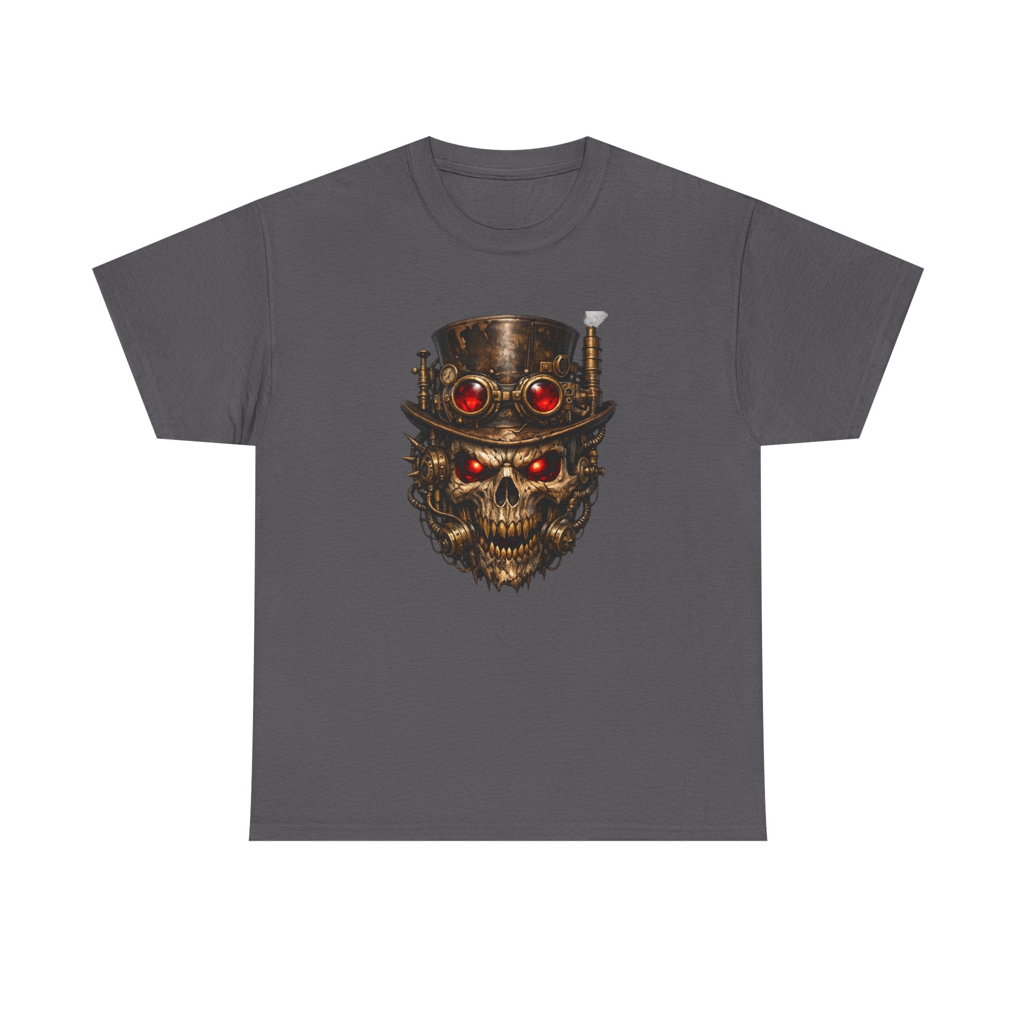 Skull Steampunk Tee — Red-Eyed Skull Graphic Shirt