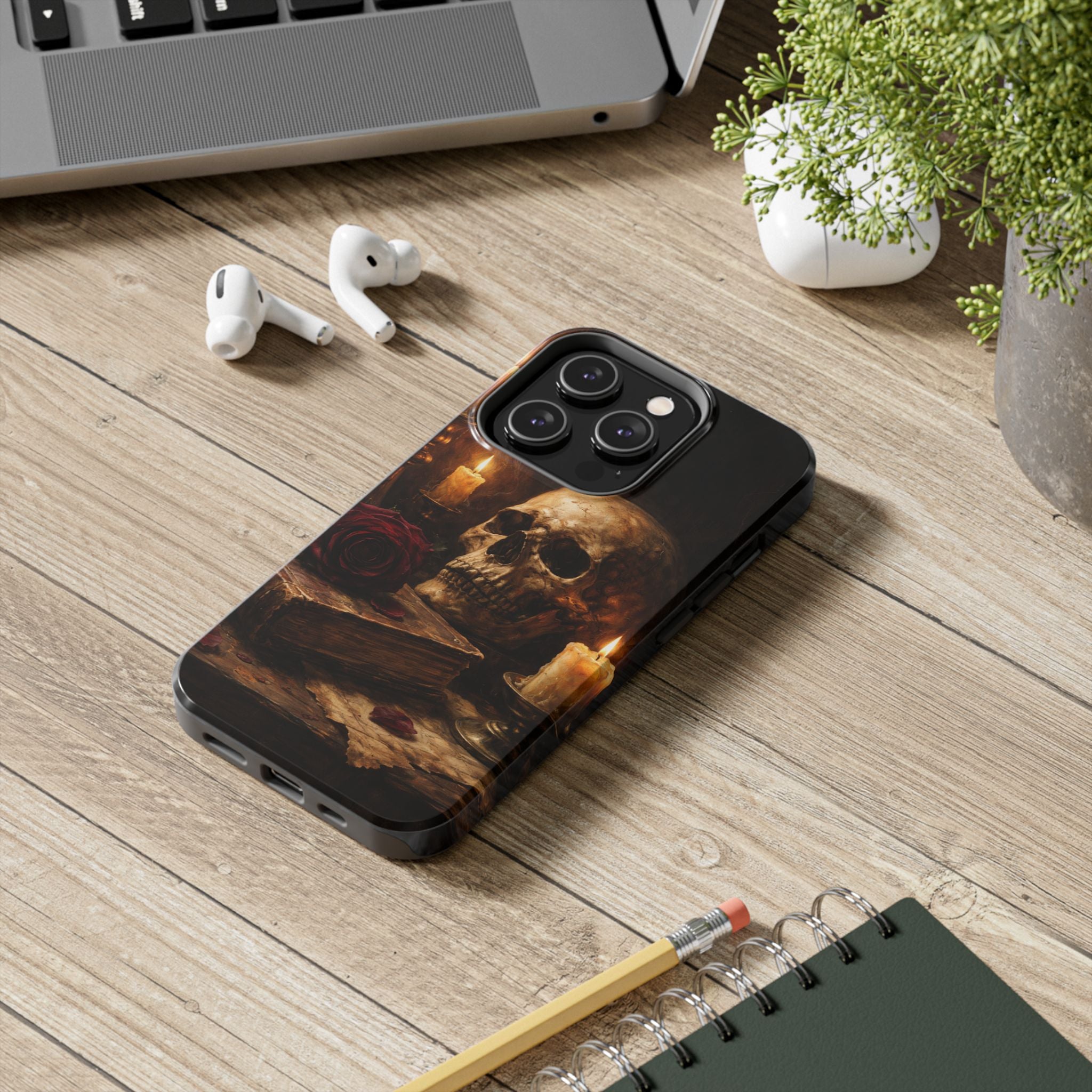 Skull & Candle Tough Phone Case — Memento Mori Protective Cover