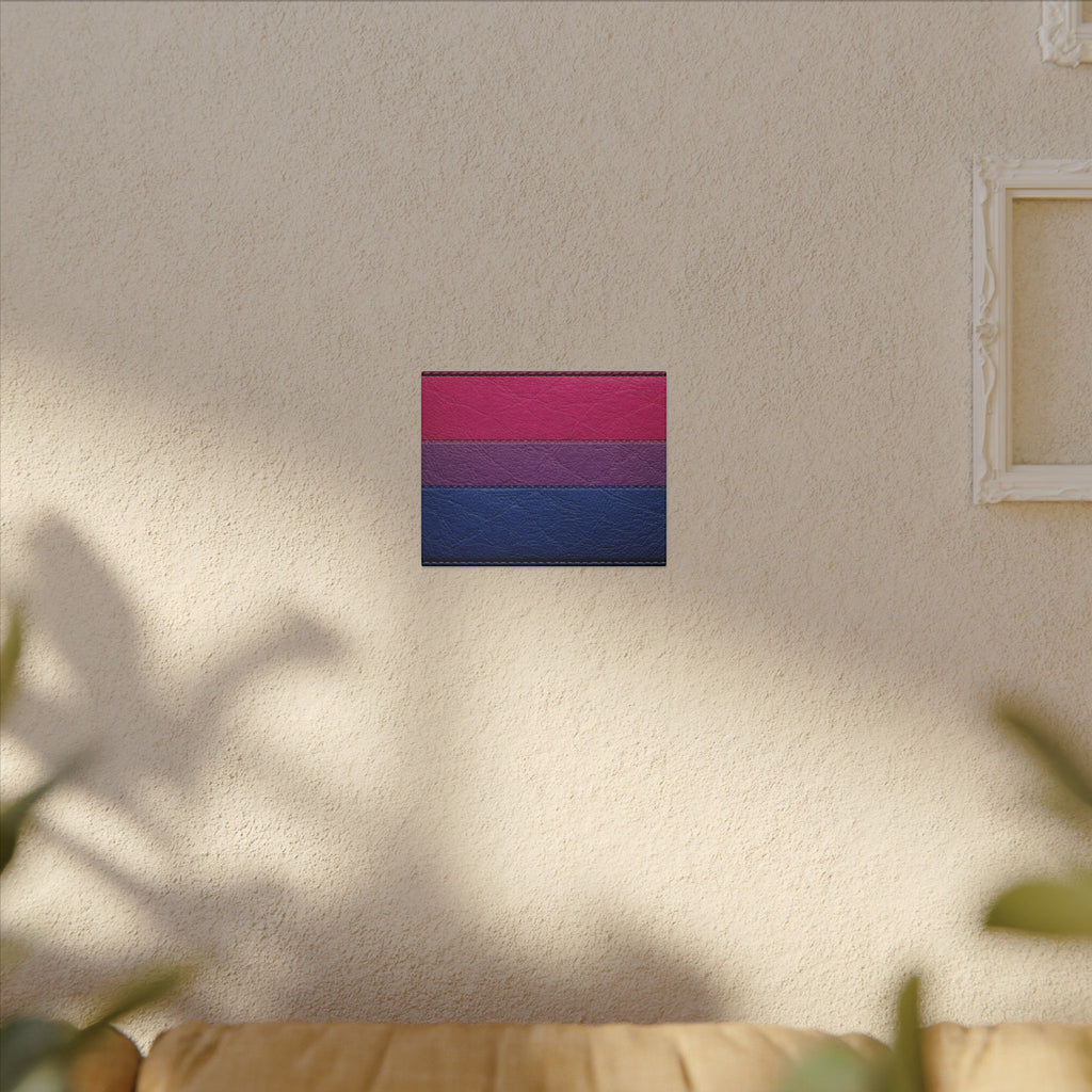 Bisexual Pride Flag Canvas Wall Art — Leather Patch Style Matte Print