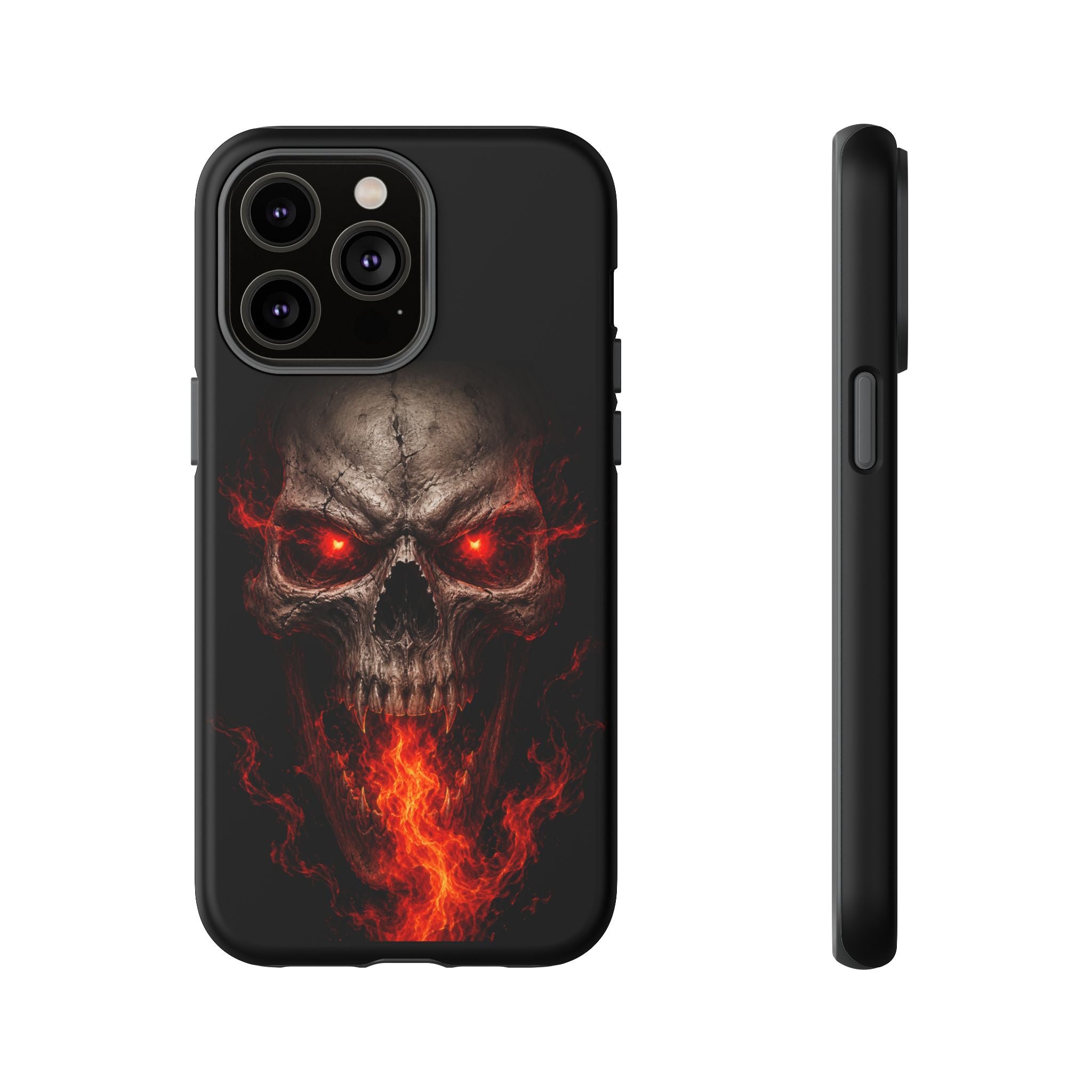 Flaming Skull Tough Case — Heavy-Duty Phone Case with Red-Eye Skull Design