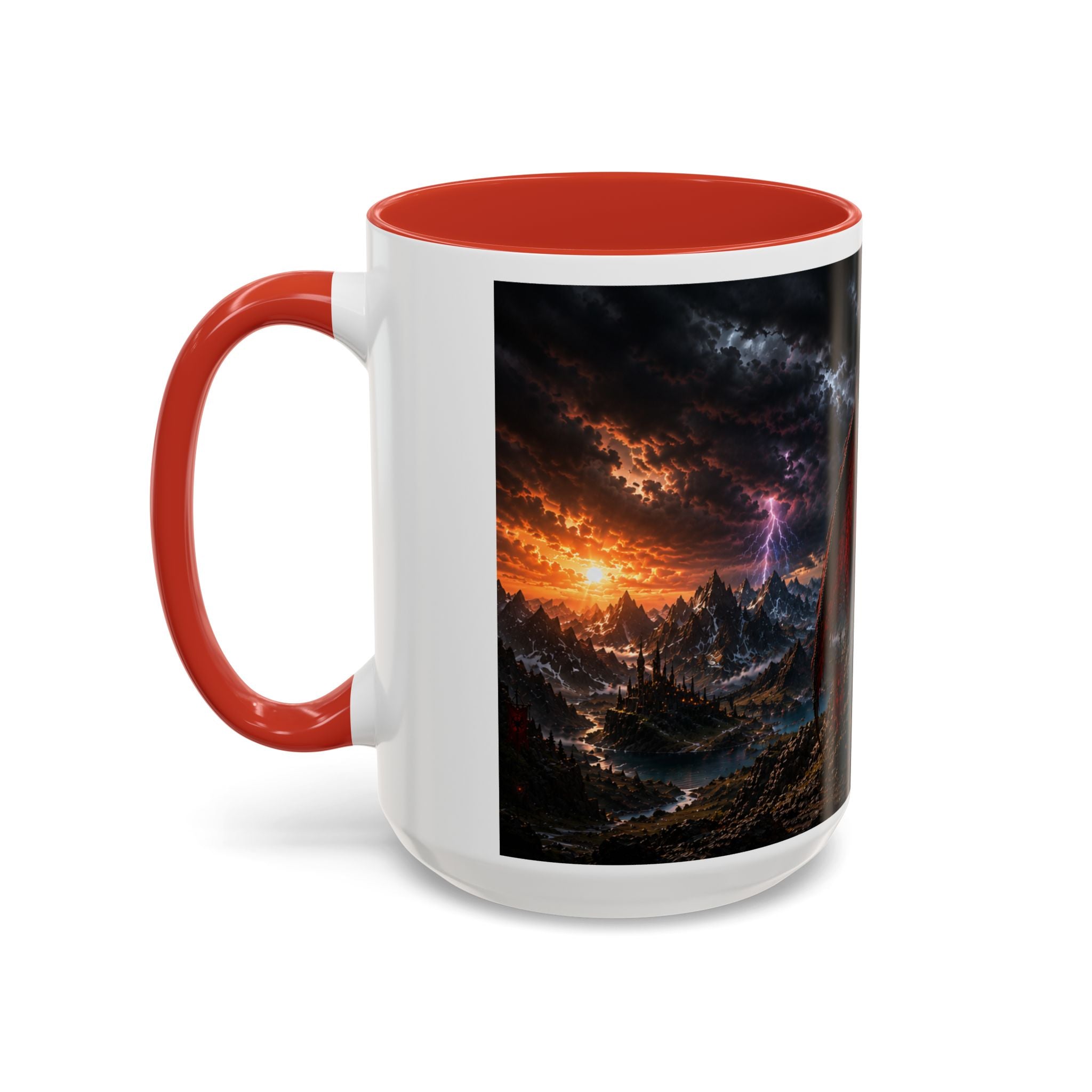 Dragon Coffee Mug — Dark Fantasy Red-Eyed Dragon Accent Mug (11/15oz)