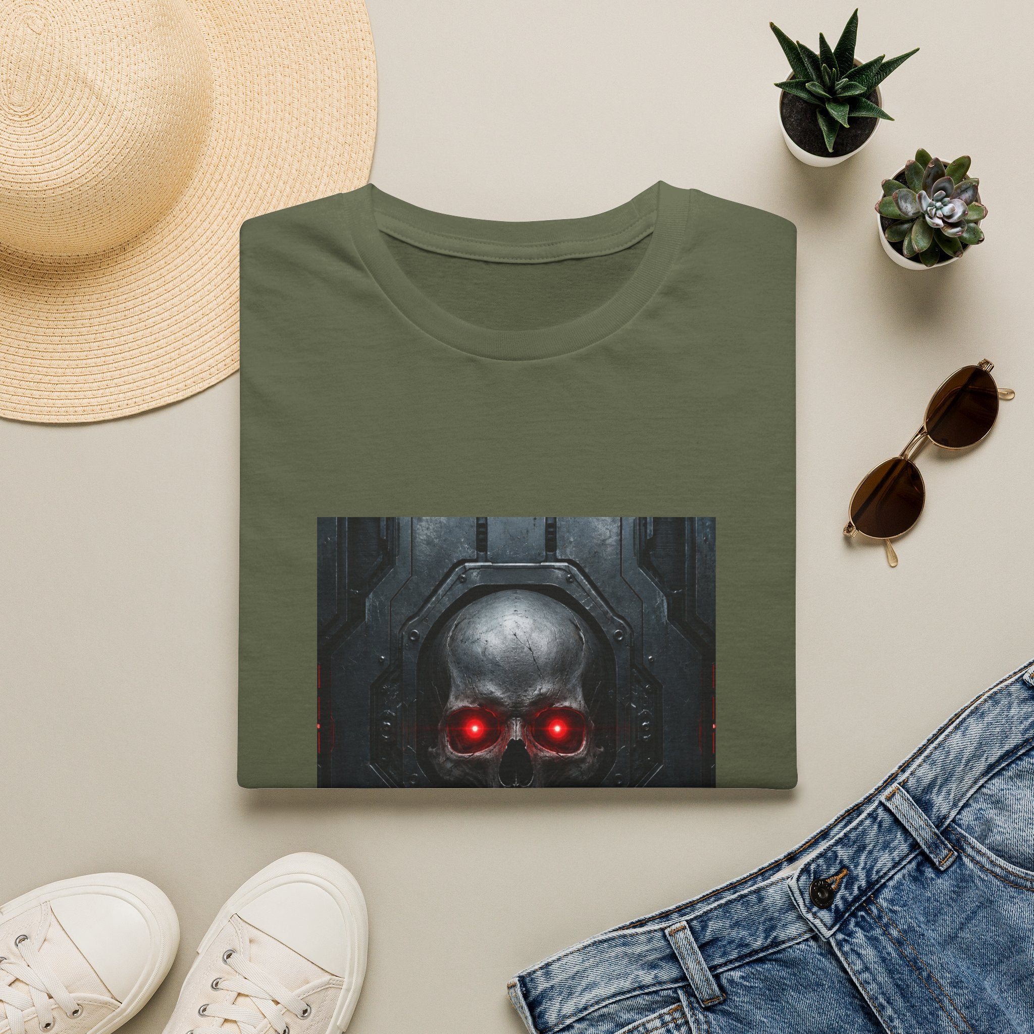 Skull with Red Glowing Eyes T‑Shirt