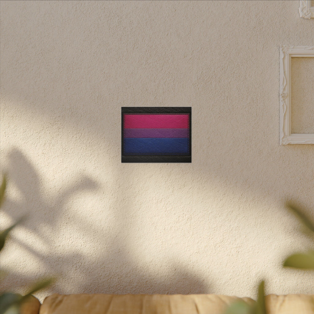 Bisexual Pride Flag Canvas Wall Art — Leather Patch Style Matte Print