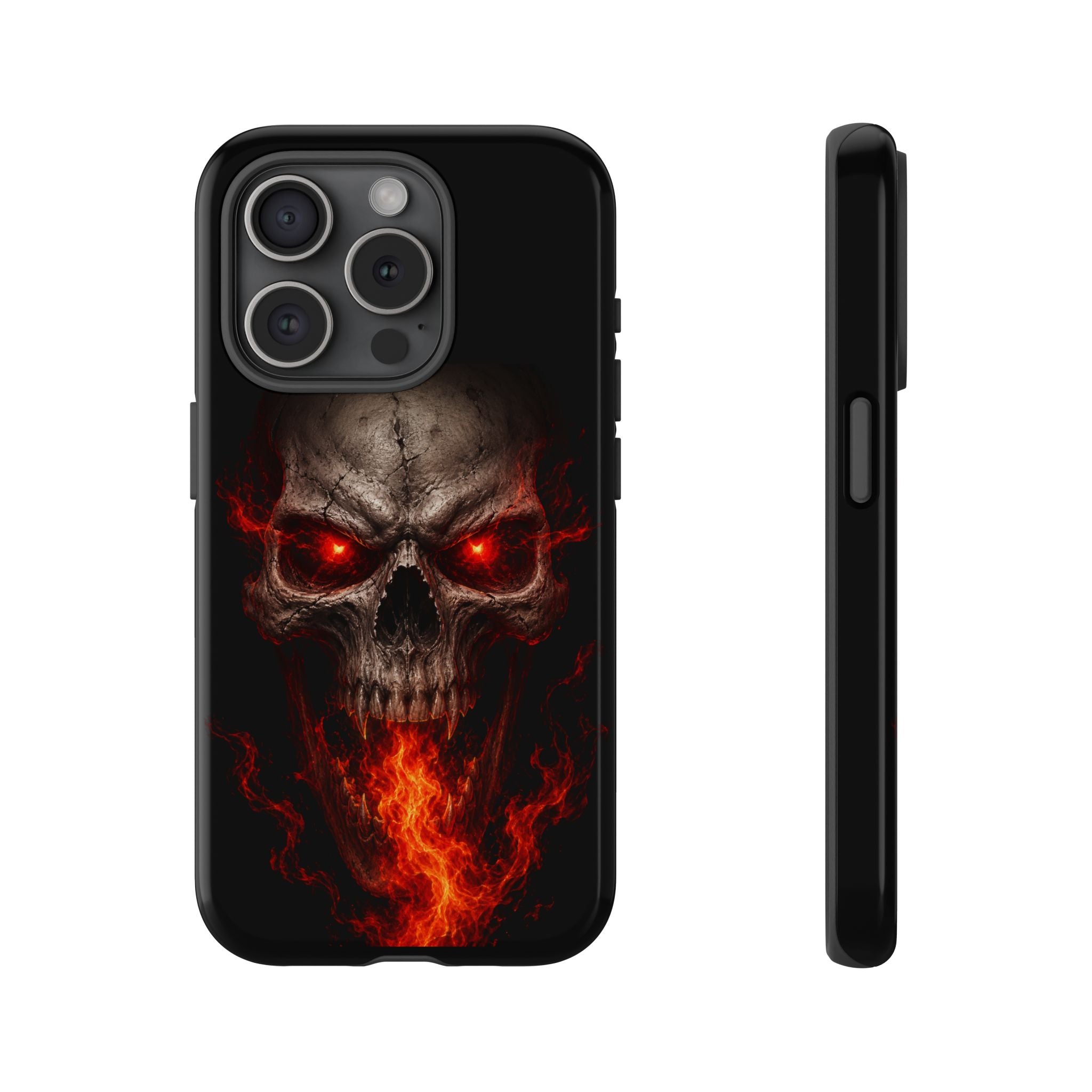 Flaming Skull Tough Case — Heavy-Duty Phone Case with Red-Eye Skull Design