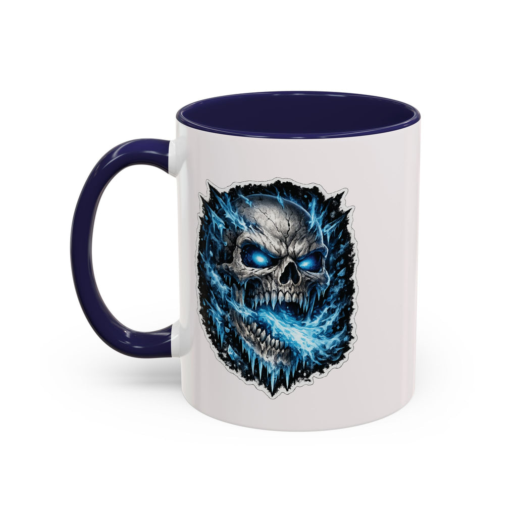 Blue Lightning Skull Accent Coffee Mug – Gothic Horror Coffee Cup (11/15oz)
