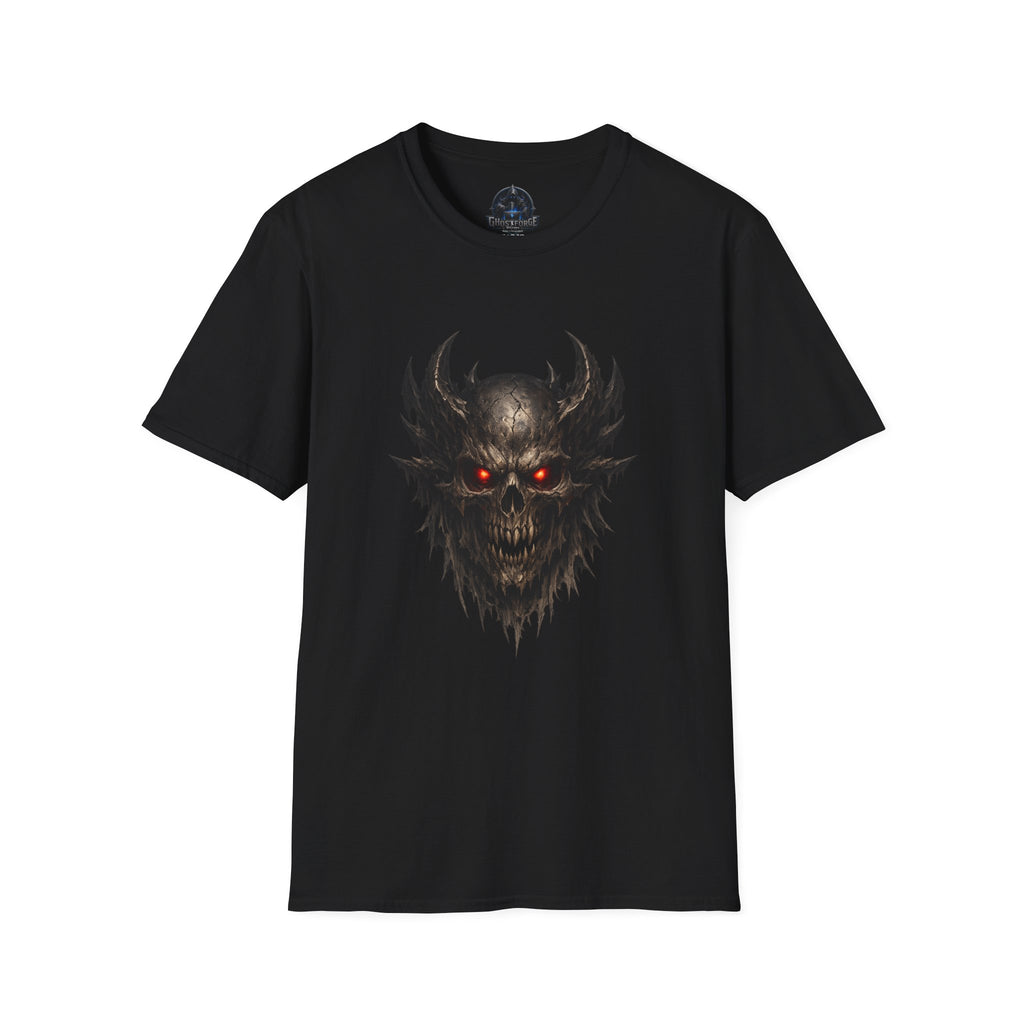 Demonic Skull Tee — Red-Eyed Horned Skull Graphic T-Shirt