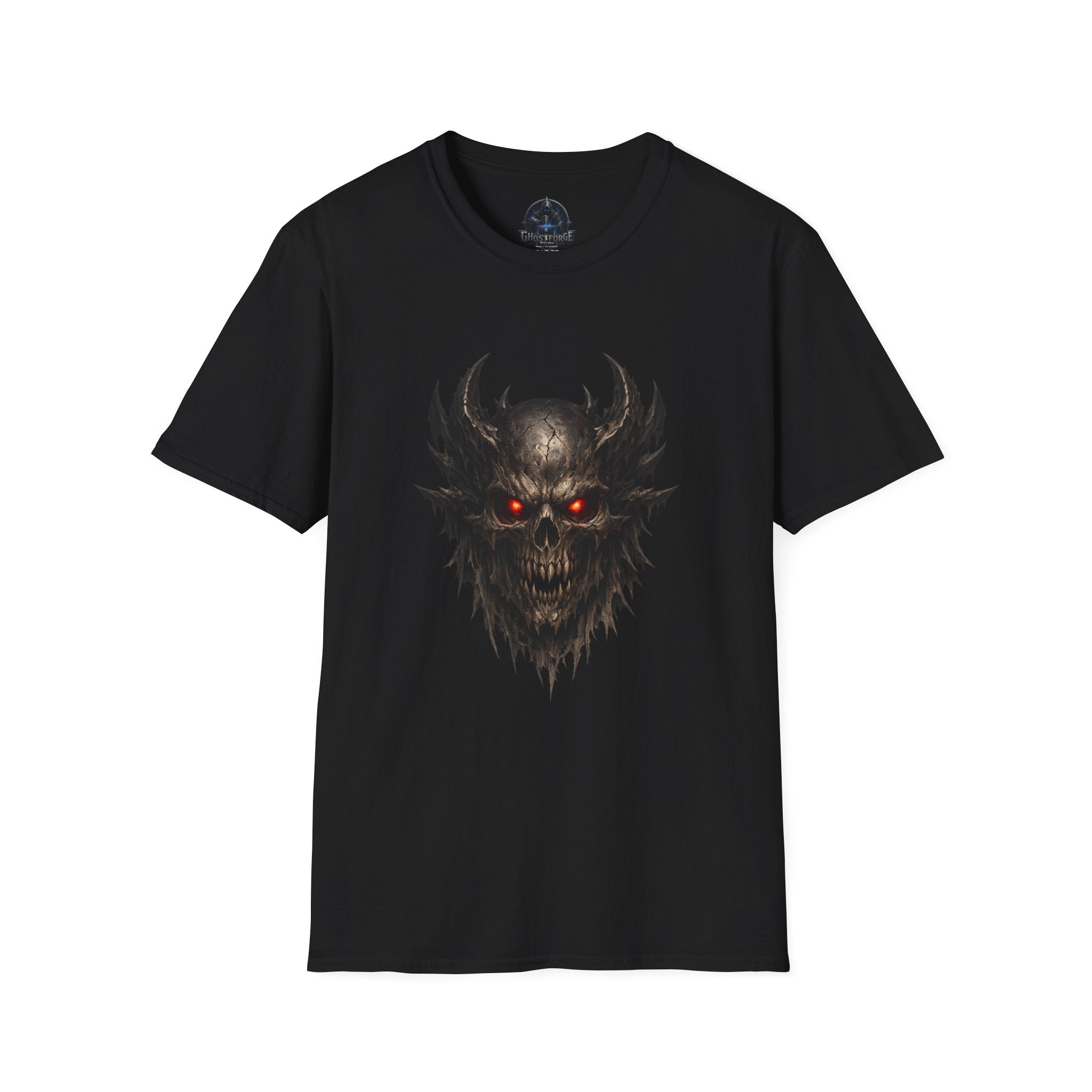 Demonic Skull Tee — Red-Eyed Horned Skull Graphic T-Shirt
