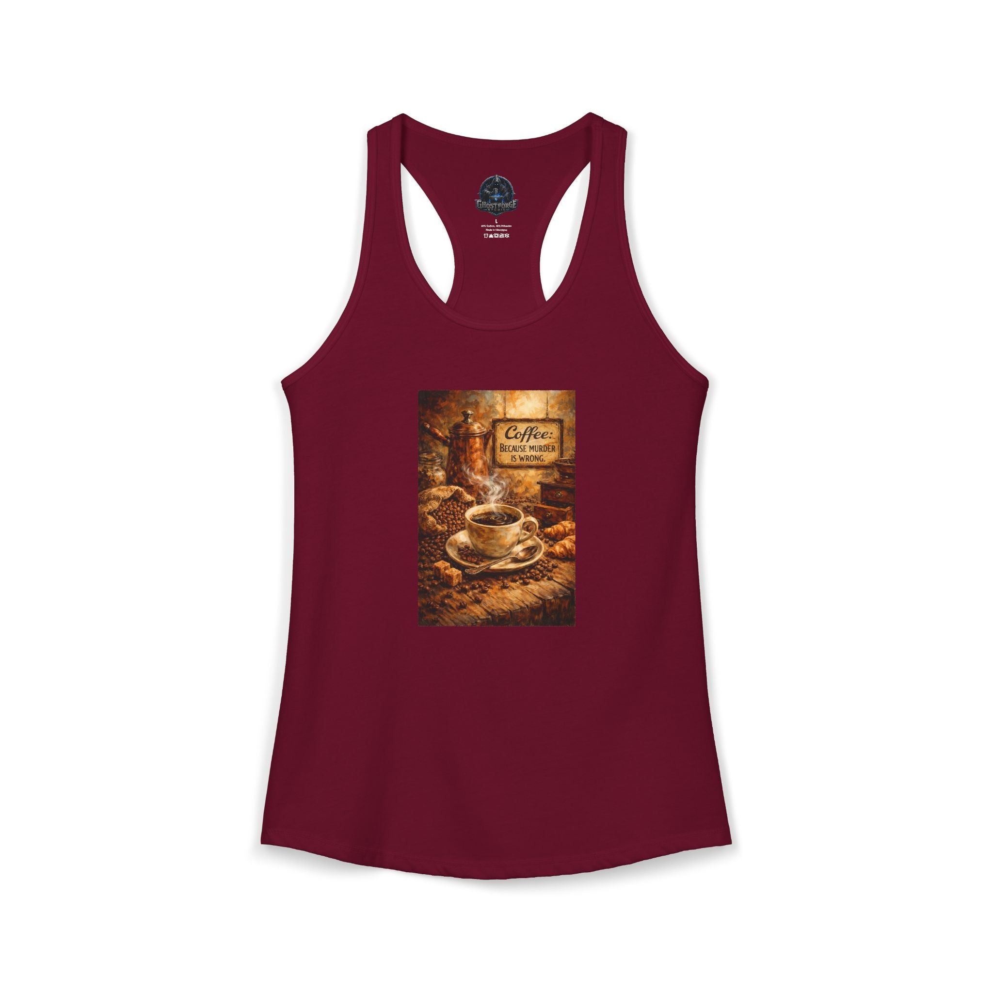 Women's Ideal Racerback Tank - "Coffee B/c Murder is wrong"