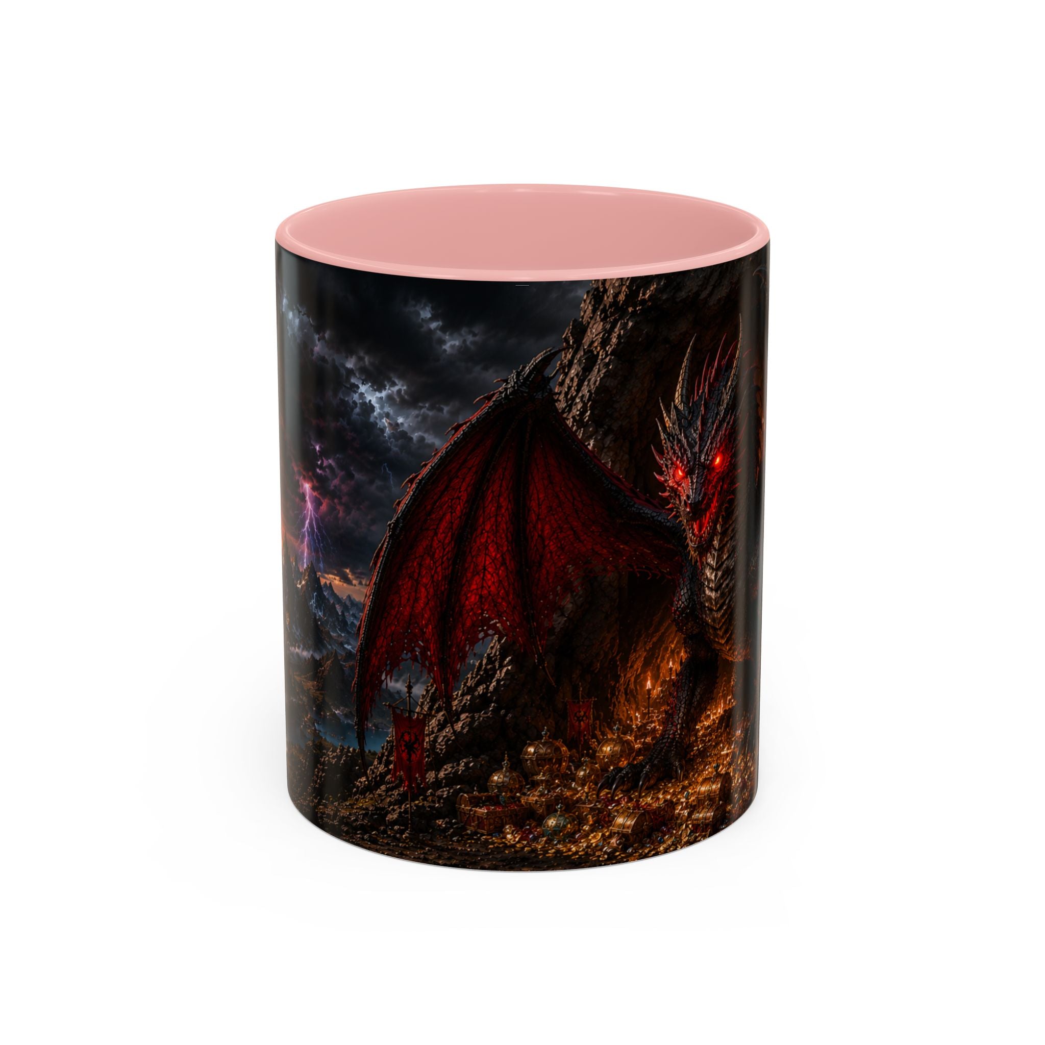 Dragon Coffee Mug — Dark Fantasy Red-Eyed Dragon Accent Mug (11/15oz)