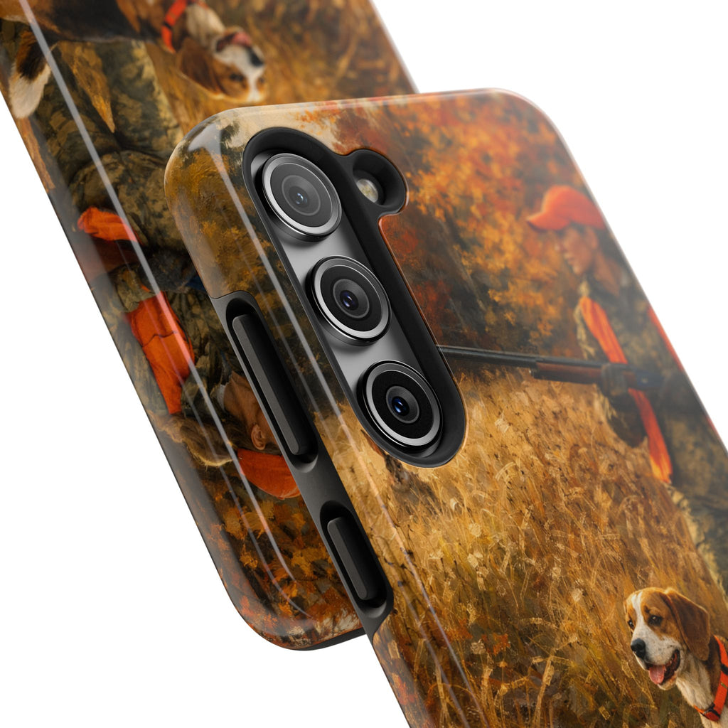 Hunting Scene Tough Phone Case — Hunter & Beagle Autumn Field Protective Cover