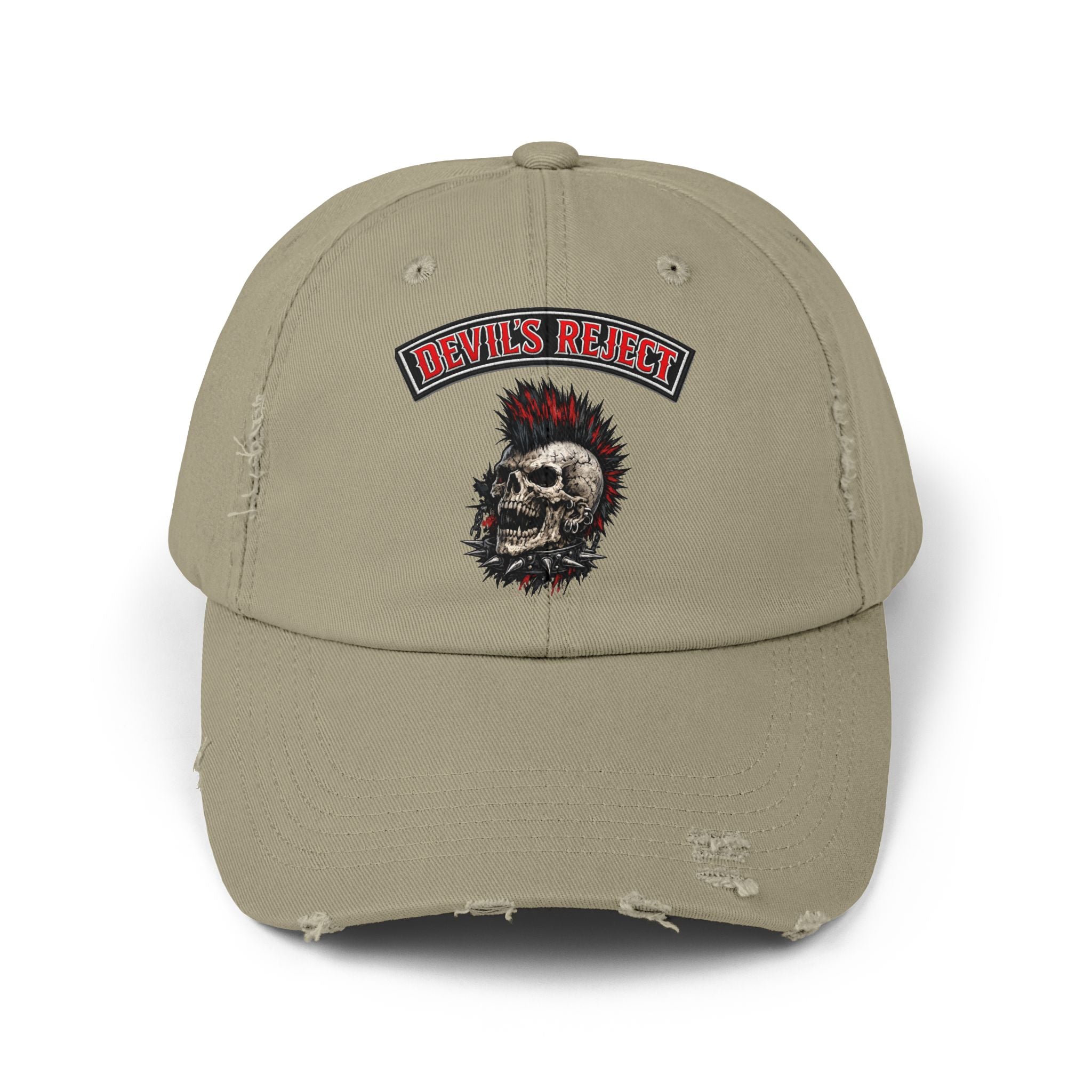 Distressed Skull Cap - "Devil's Reject" Punk Rock Dad Hat