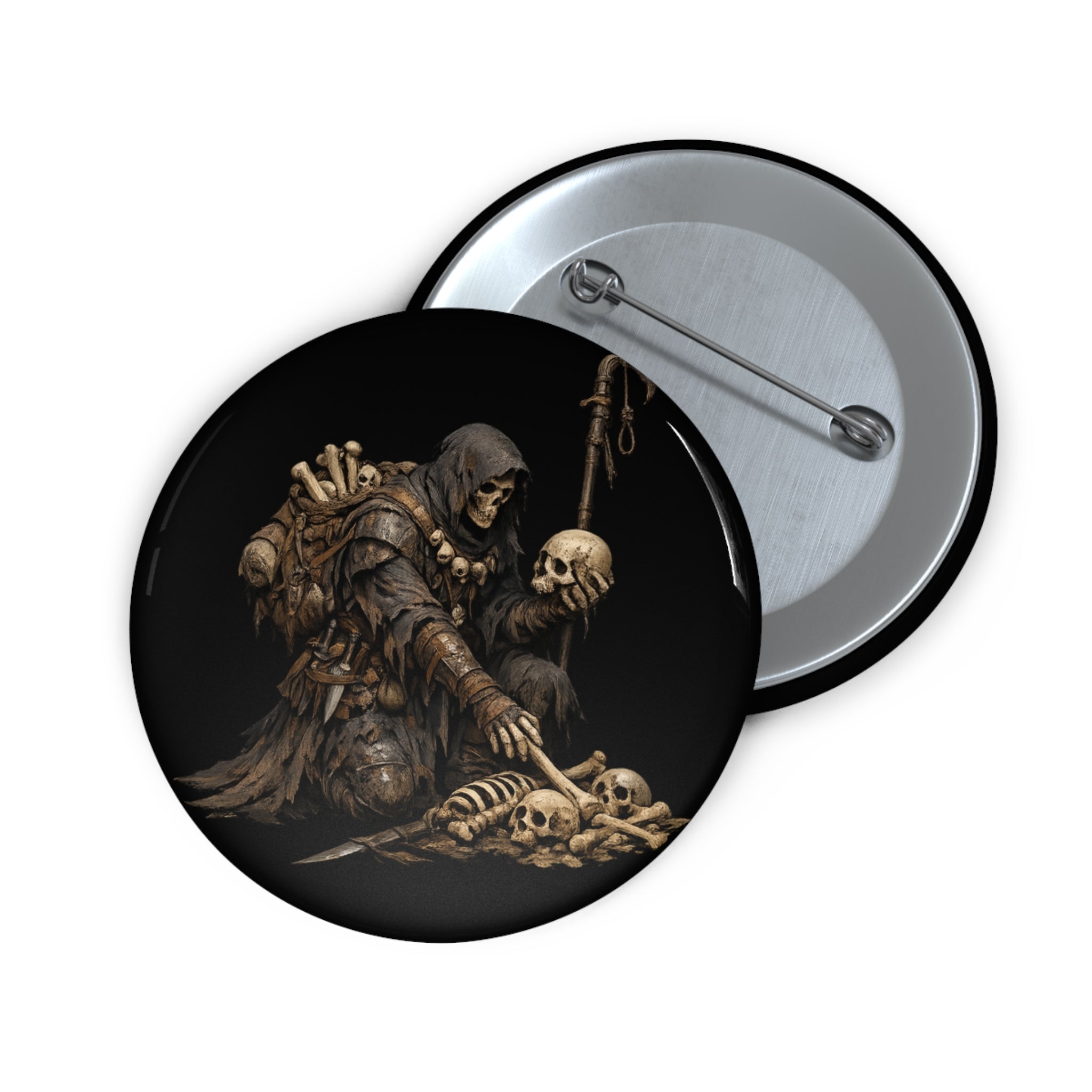 Bone Collector  Pin Button — Gothic Dark Fantasy Jacket Badge