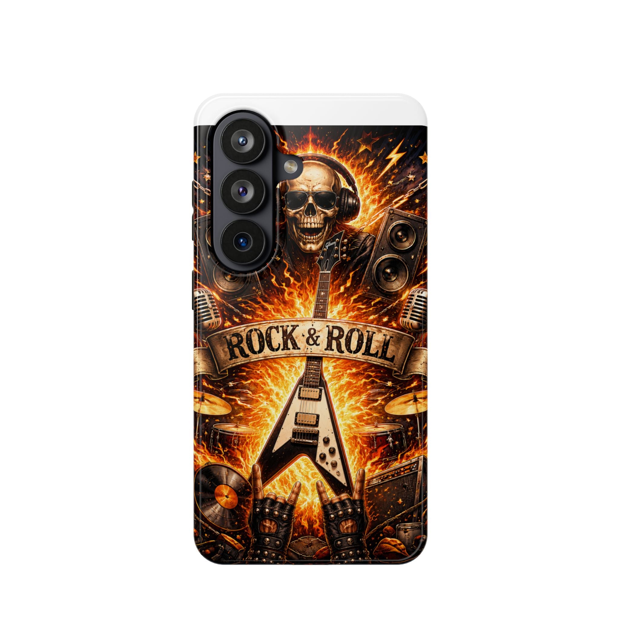 Rock & Roll Skull Guitar Phone Case — Magnetic Impact-Resistant