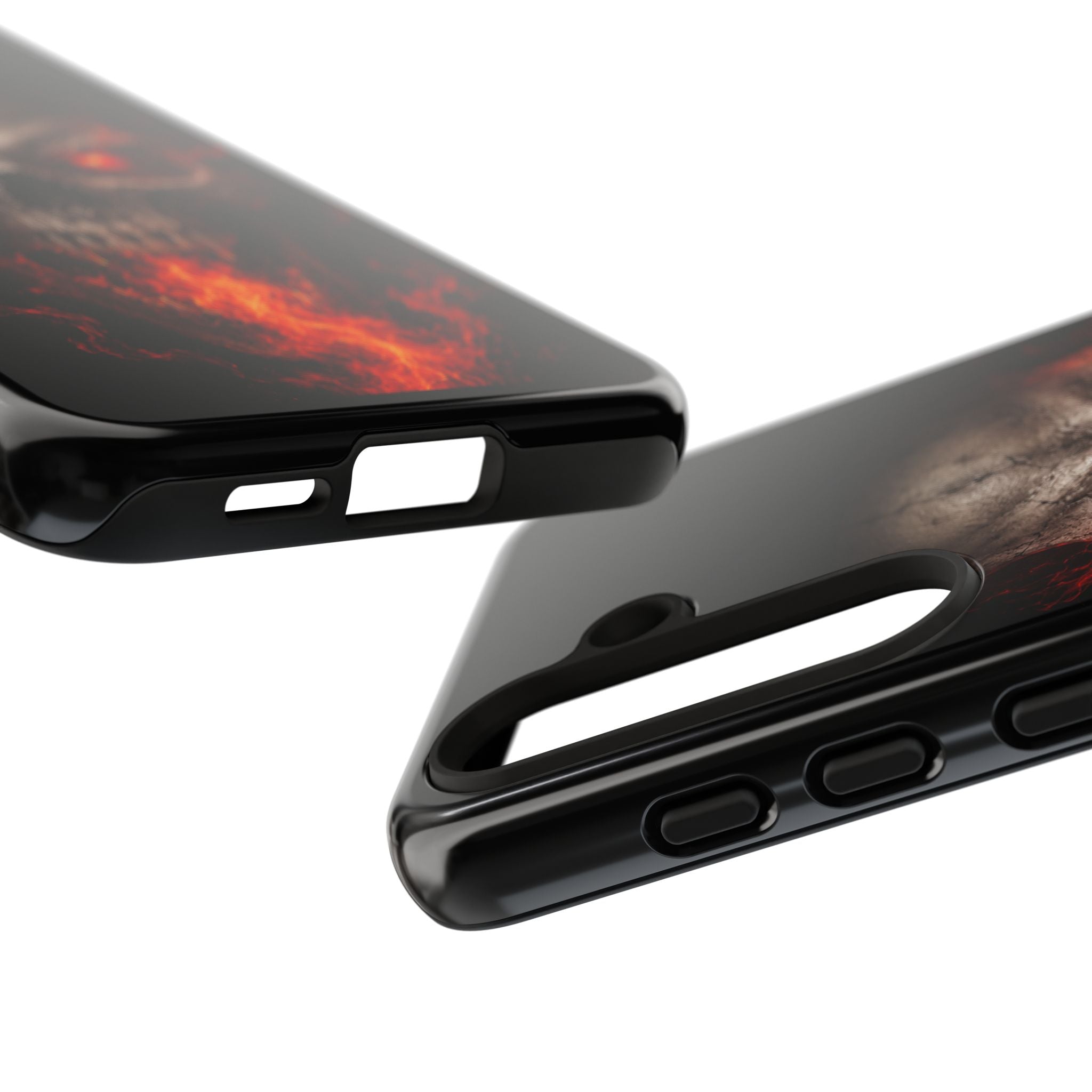 Flaming Skull Tough Case — Heavy-Duty Phone Case with Red-Eye Skull Design