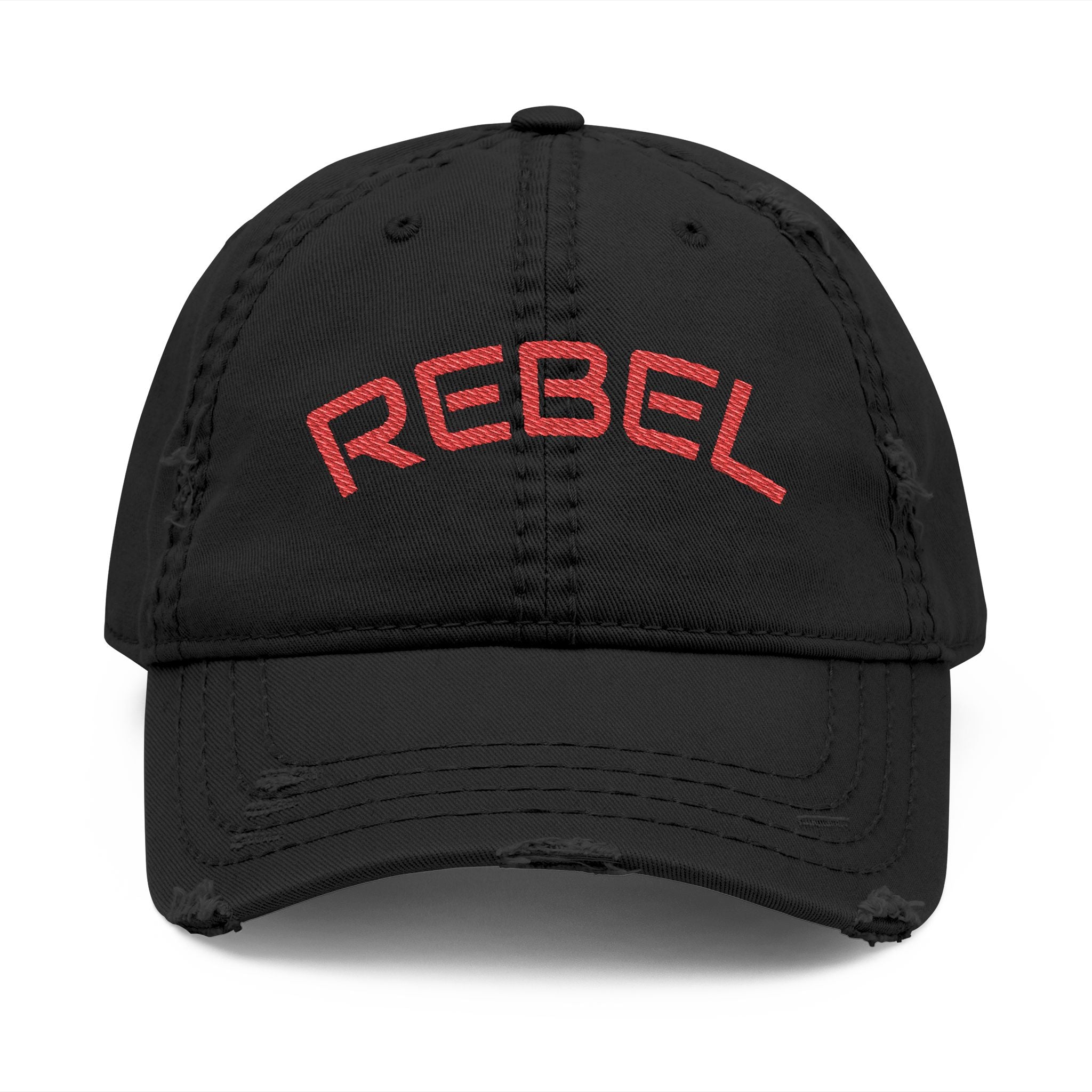 Rebel Distressed Dad Hat — Embroidered Cotton Baseball Cap