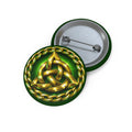 Celtic Knot Pin Button — Gold Trinity Knot on Green