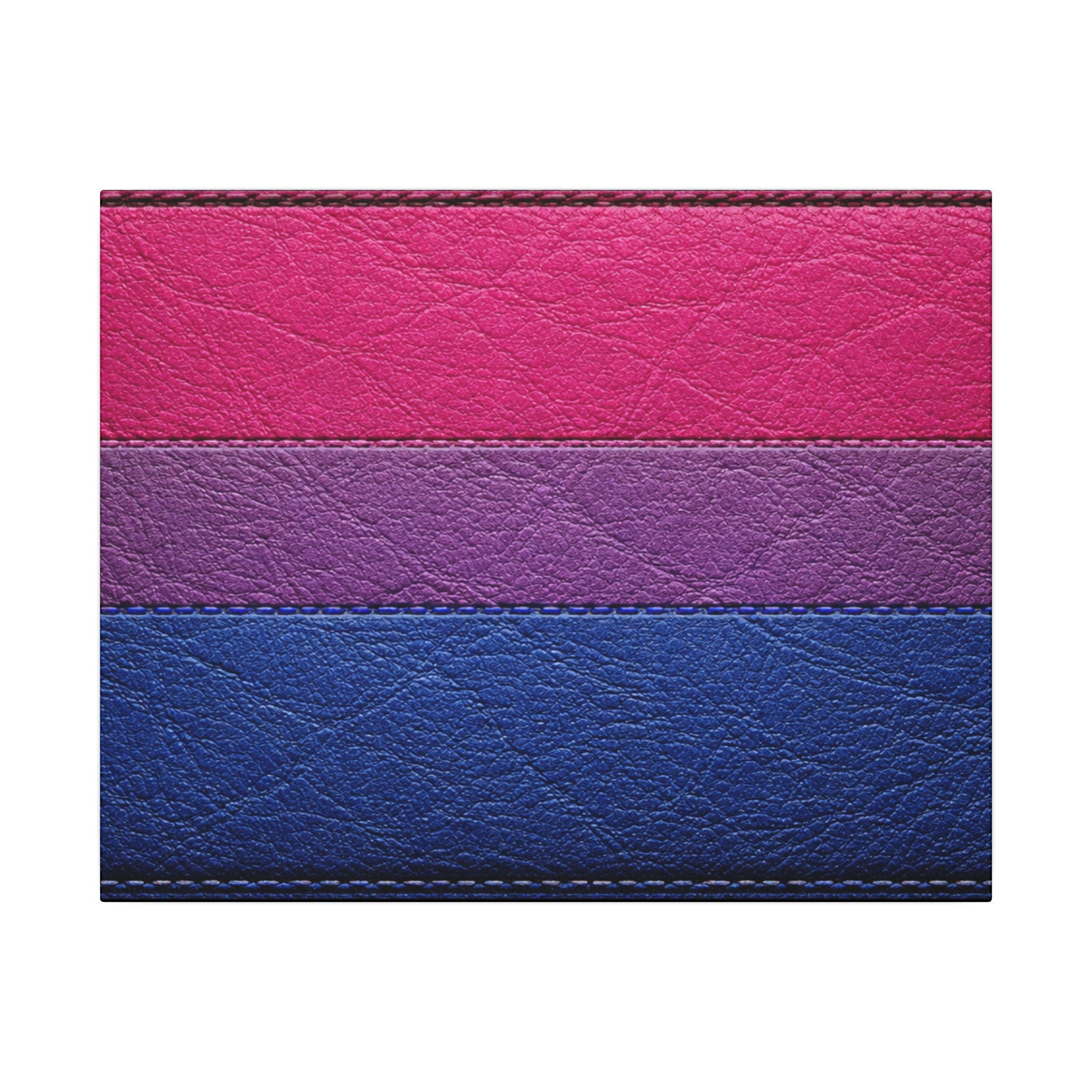 Bisexual Pride Flag Canvas Wall Art — Leather Patch Style Matte Print
