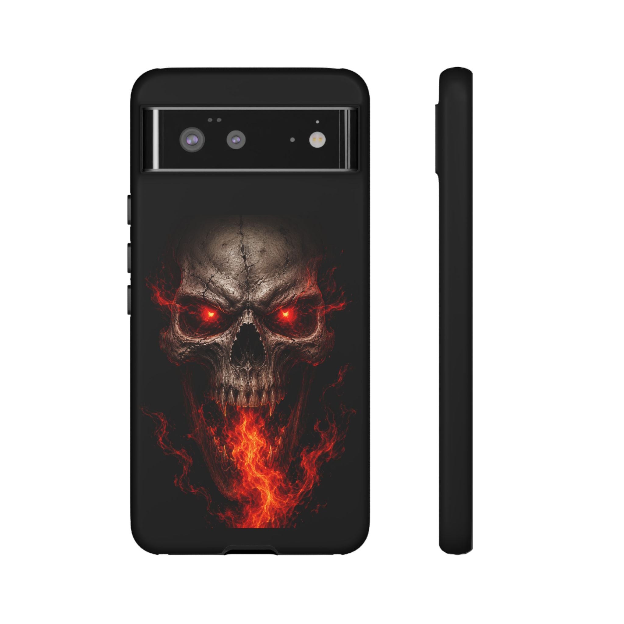 Flaming Skull Tough Case — Heavy-Duty Phone Case with Red-Eye Skull Design