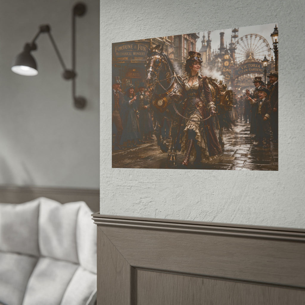 Steampunk City Parade Poster — Victorian Fantasy Rolled Art Print