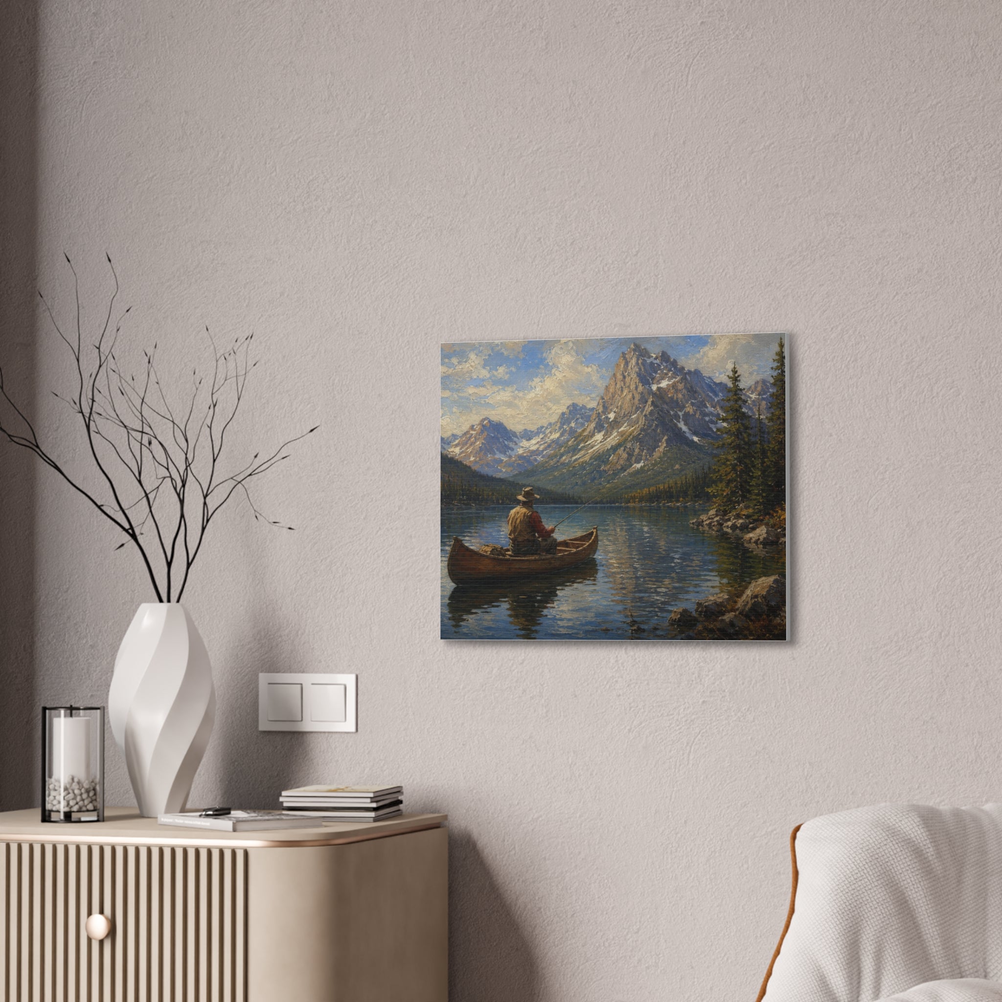 Mountain Lake Canoe Canvas Print