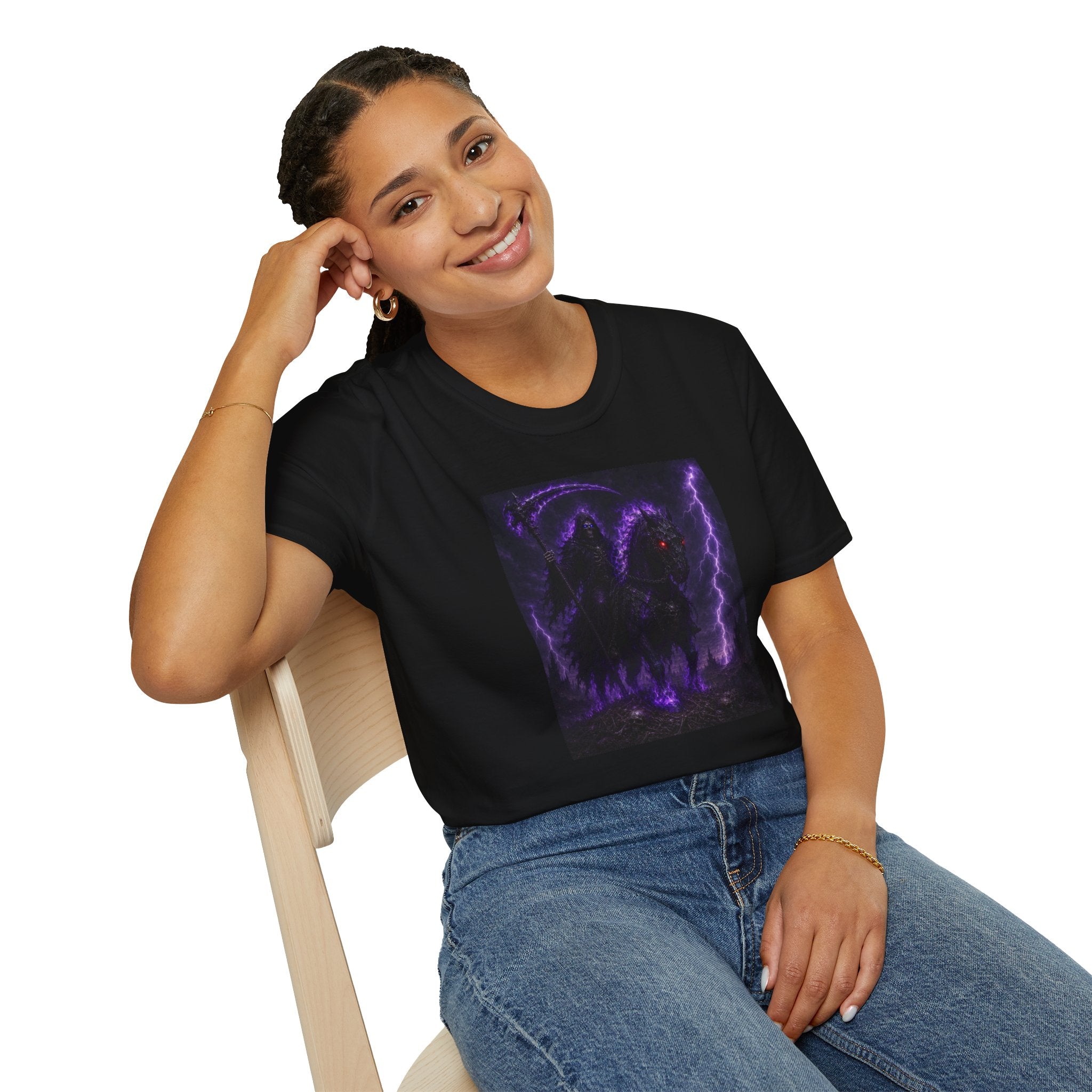 Grim Reaper T-Shirt — Purple Neon Death Rider Tee