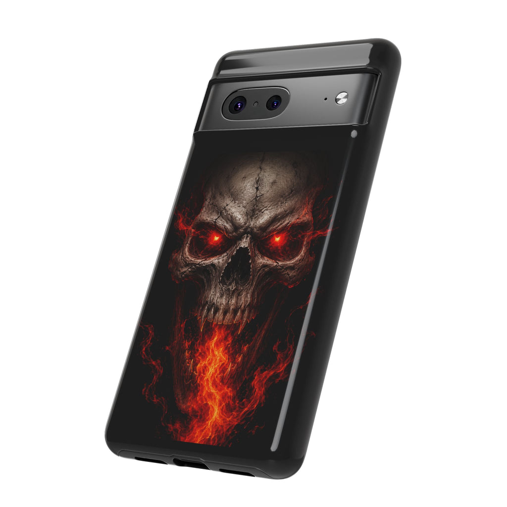 Flaming Skull Tough Case — Heavy-Duty Phone Case with Red-Eye Skull Design