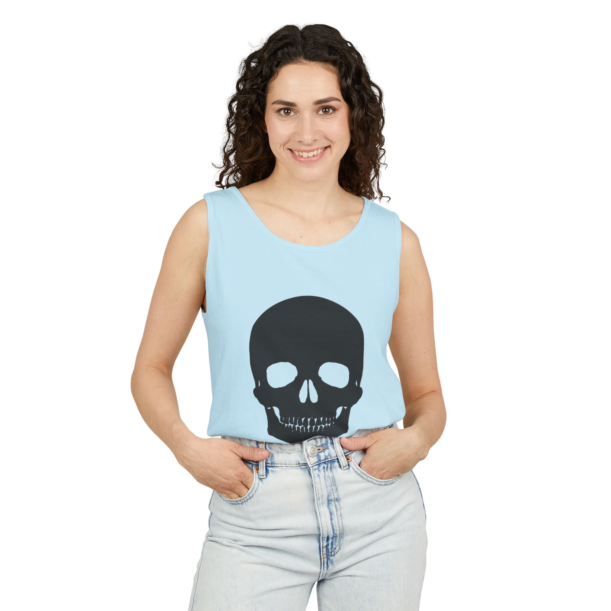 Skull Graphic Tank Top — Bold Black Skull Summer Vest
