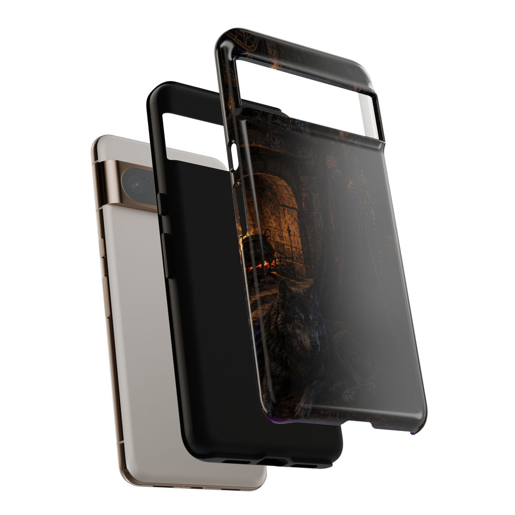 Gothic Witch Phone Case — Dark Fantasy Wolf & Fireplace Tough Case