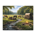 Country Trail Canvas Print – Rustic Wagon & Horses Matte Stretched Wall Art